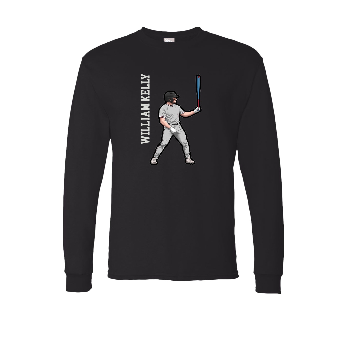 Long Sleeve Tee — Name Vertical in Black