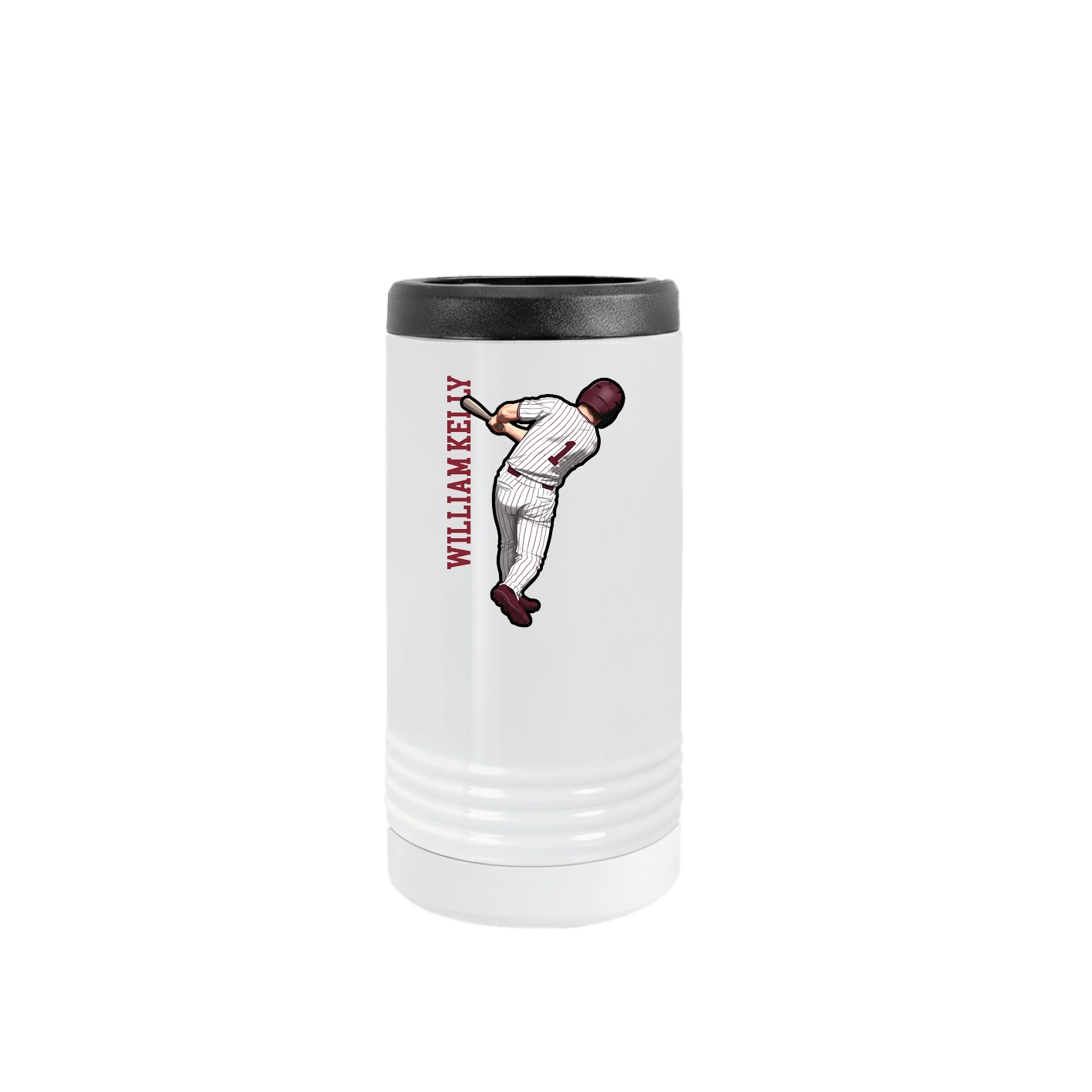 Slim Beverage Holder — Name Vertical in White