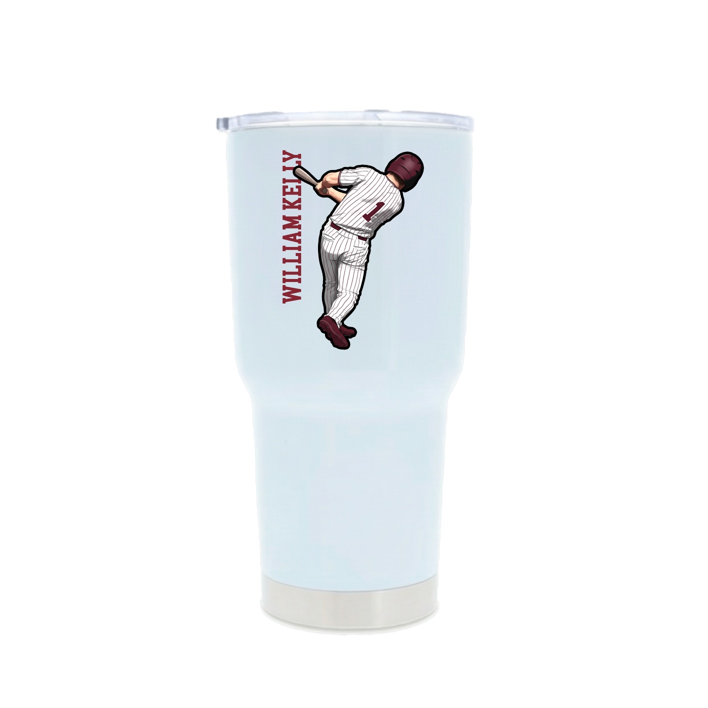 30oz Stainless Steel Tumbler — Name Vertical in White