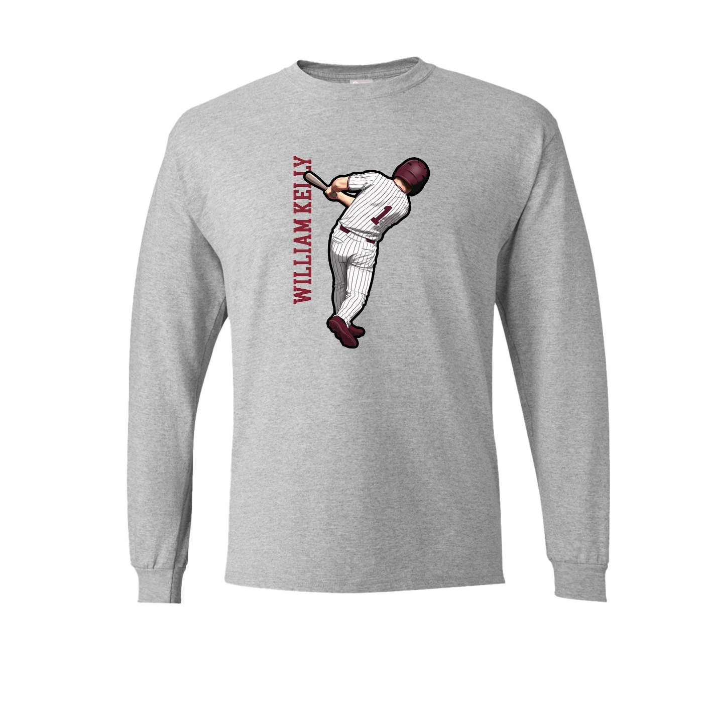 Long Sleeve Tee — Name Vertical in Grey