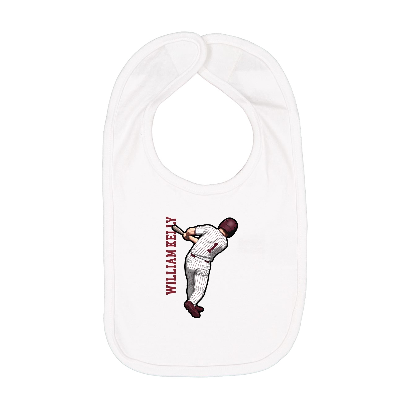 Infant Bib — Name Vertical in White