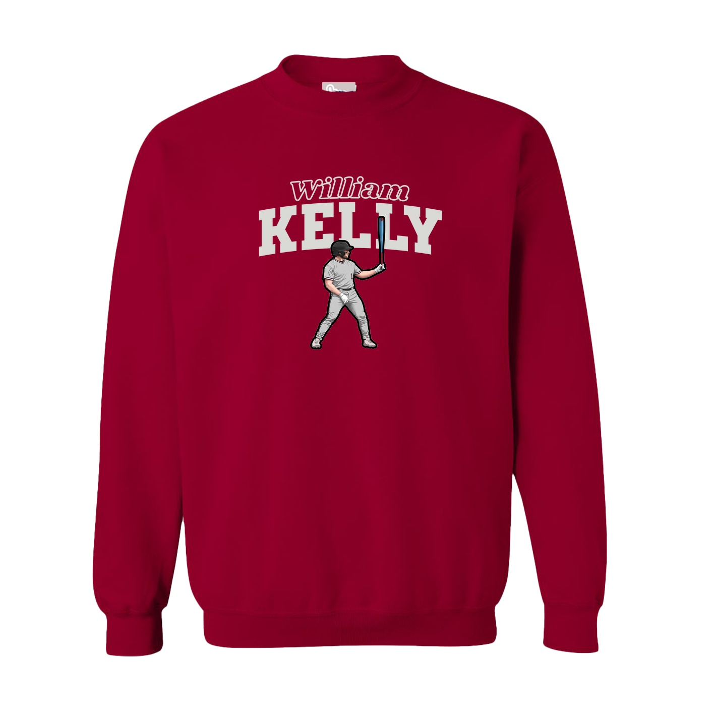 Fleece Crew — Name Arch in Cardinal