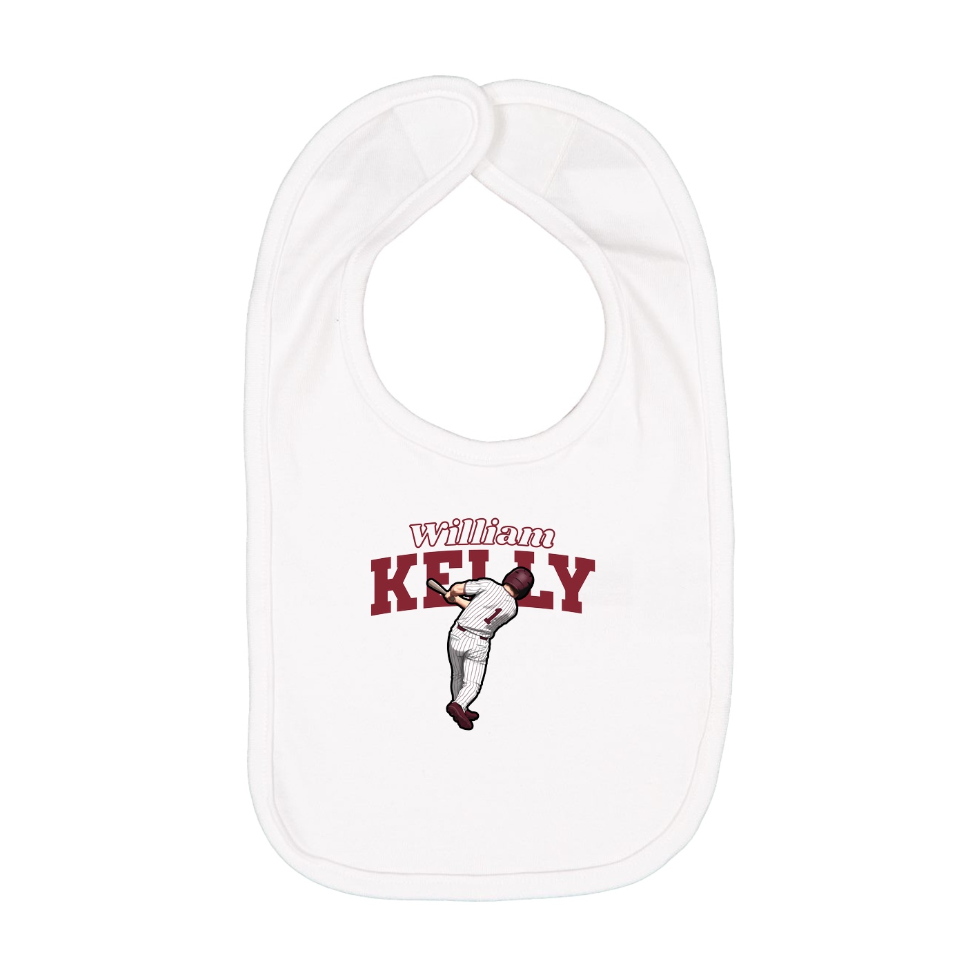 Infant Bib — Name Arch in White