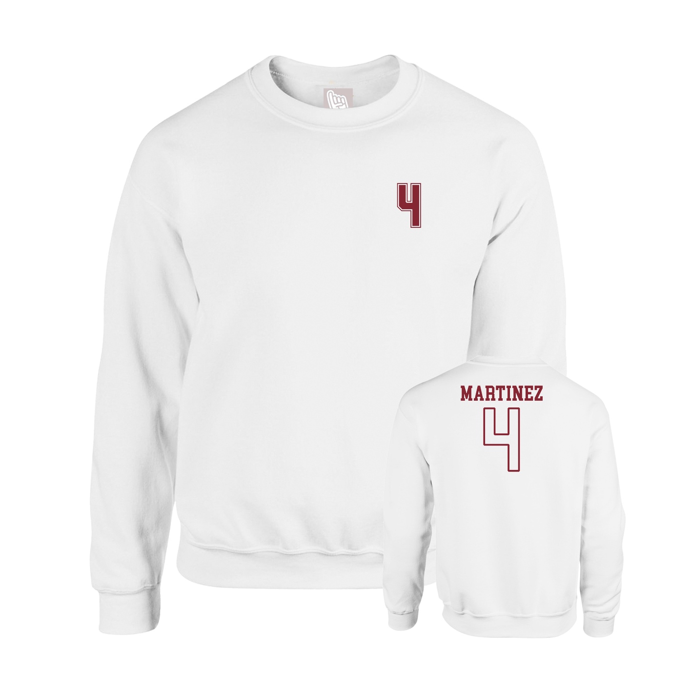 Fleece Crew — Chest Back in White