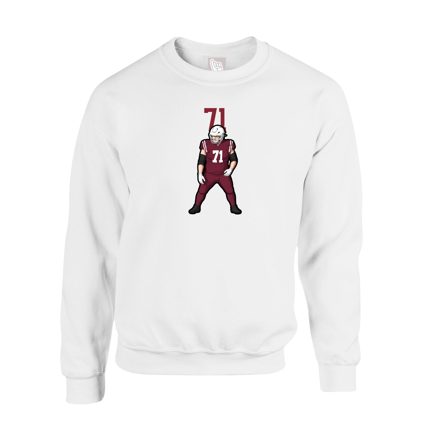 Fleece Crew — Number Top in White