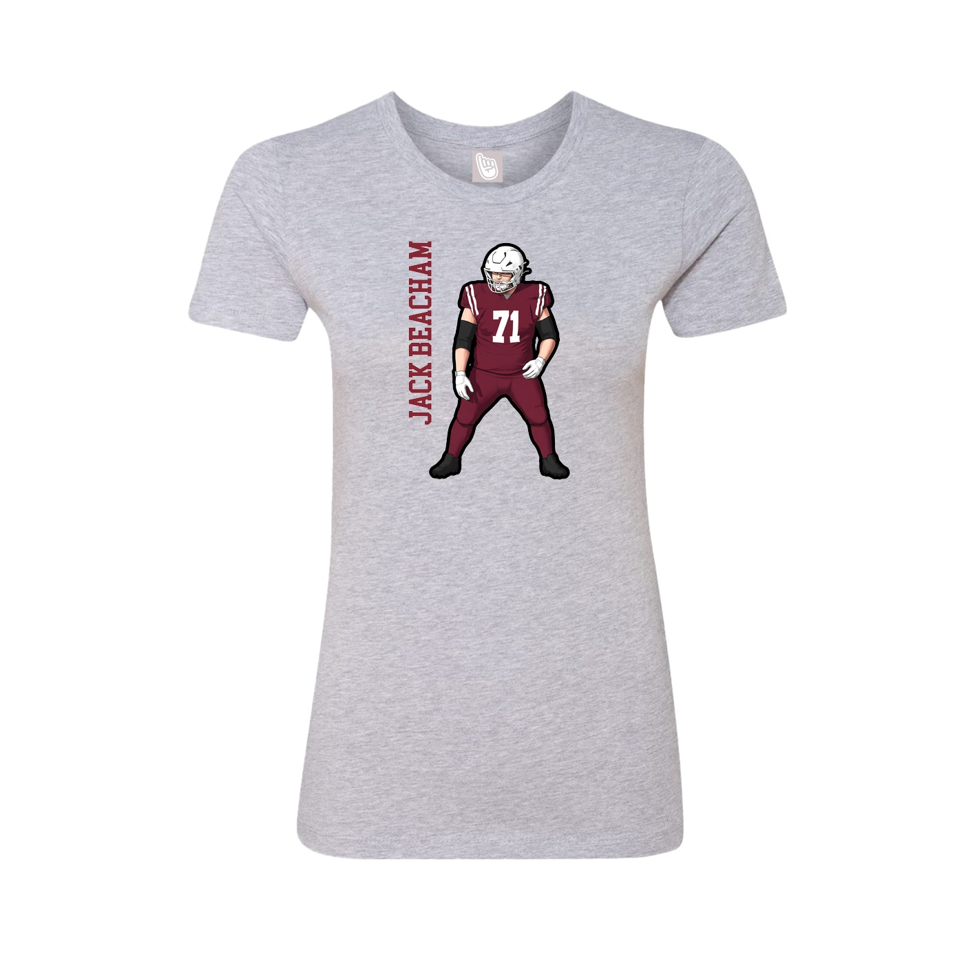 Fitted Women's Tee — Name Vertical in Grey