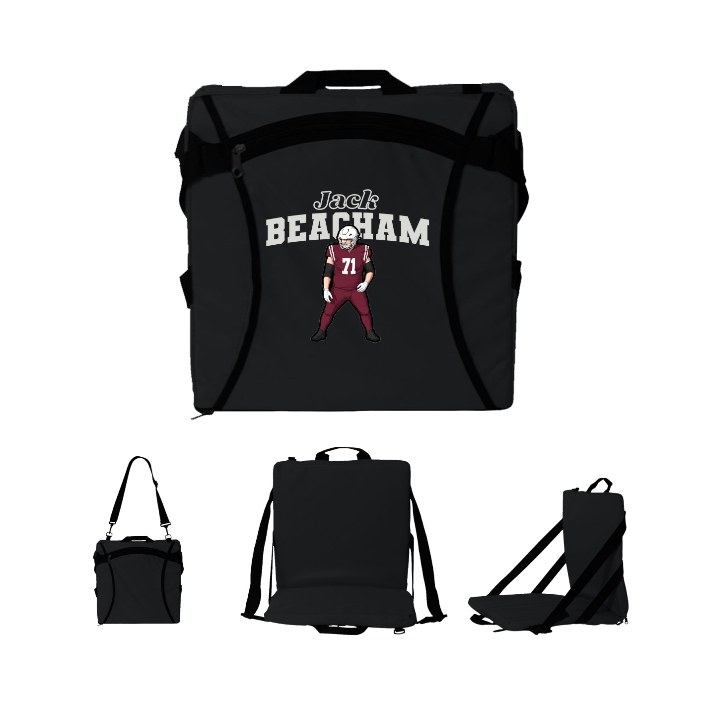Folding Stadium Seat — Name Arch in Black