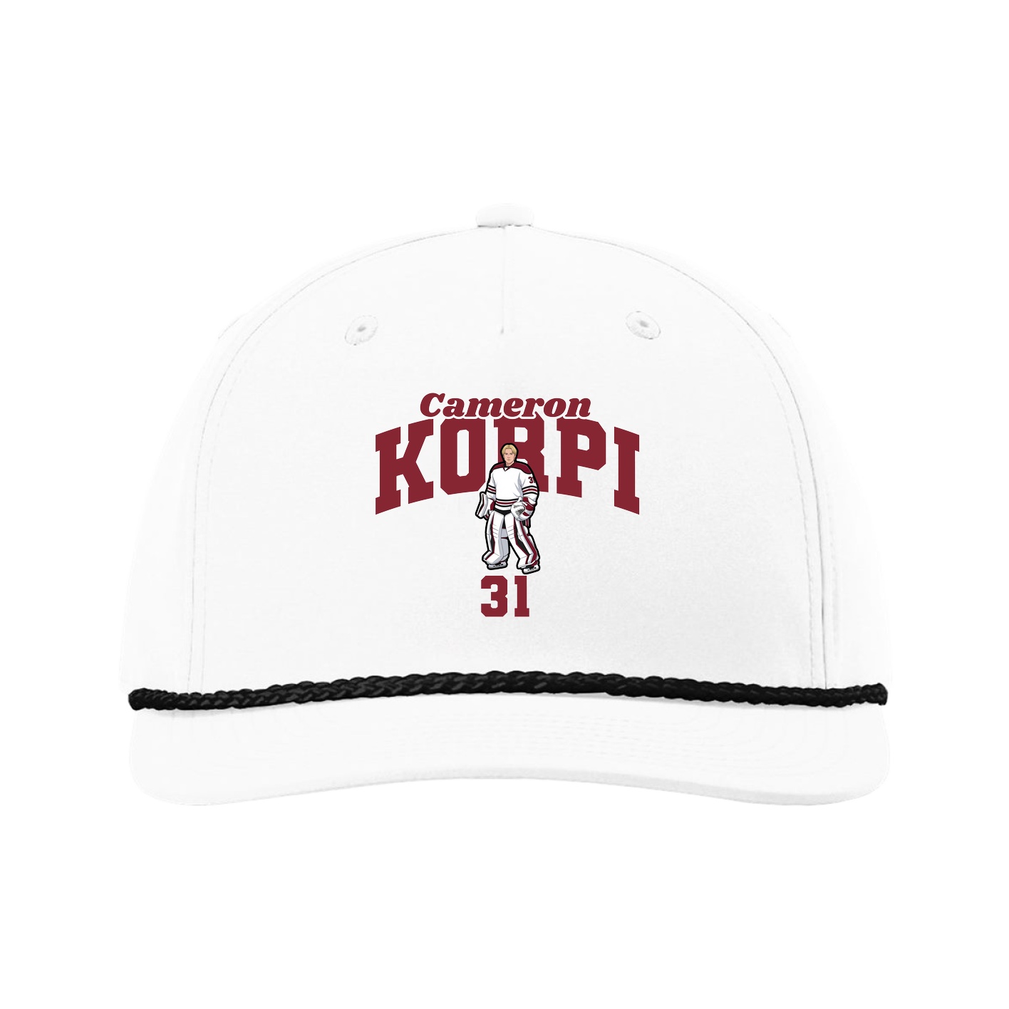 Five-Panel Classic Rope Cap — Signature Arch in White