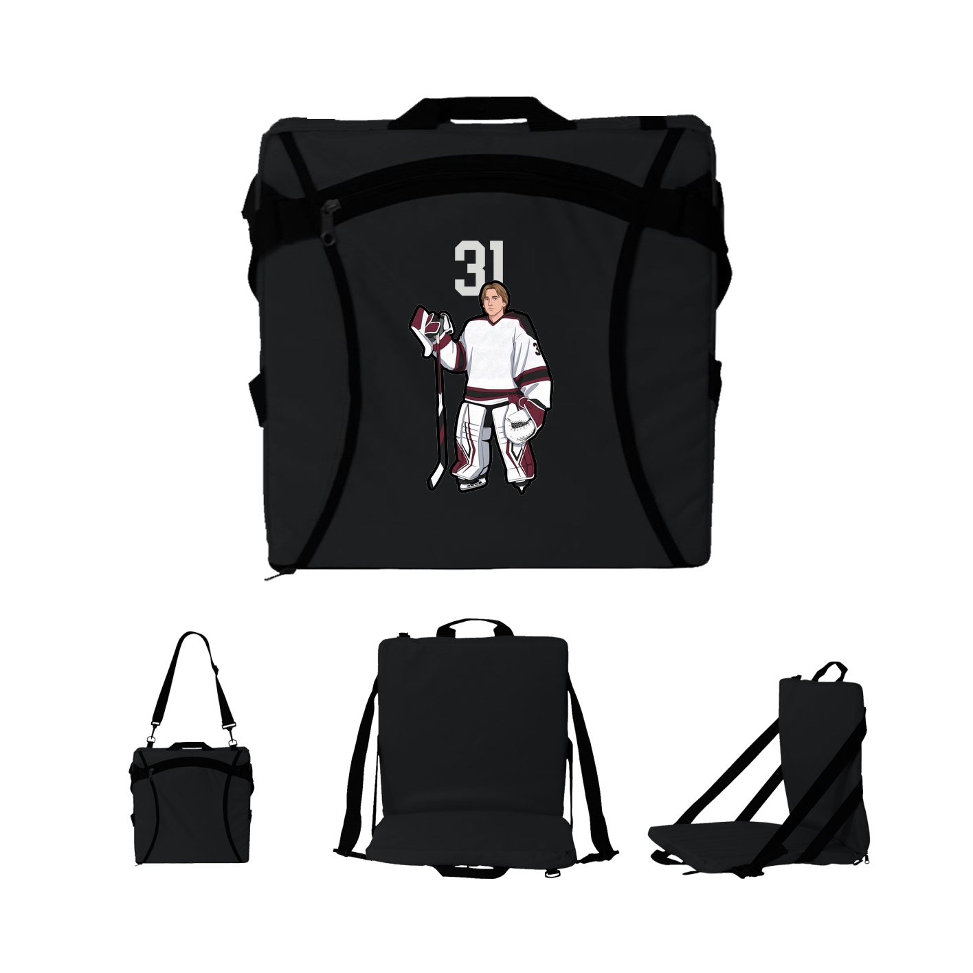 Folding Stadium Seat — Number Top in Black