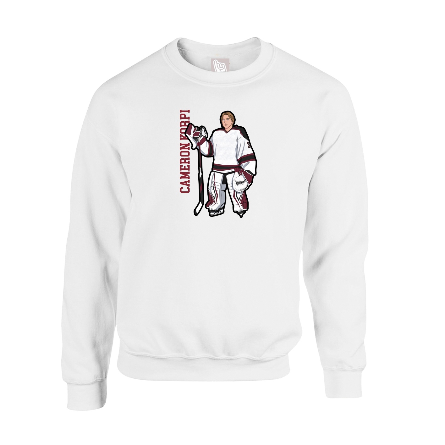 Fleece Crew — Name Vertical in White