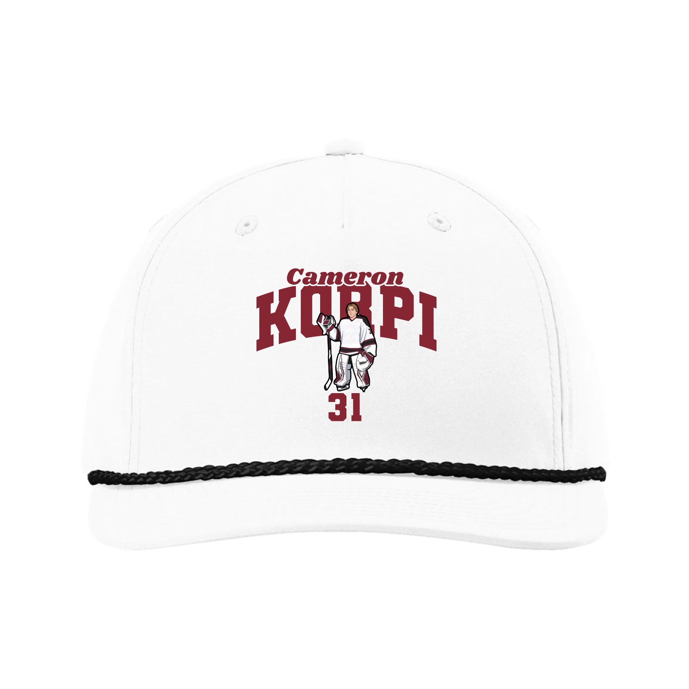Five-Panel Classic Rope Cap — Signature Arch in White