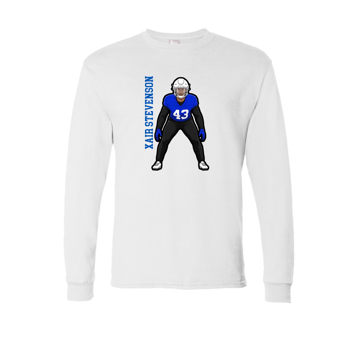 Long Sleeve Tee — Name Vertical in White