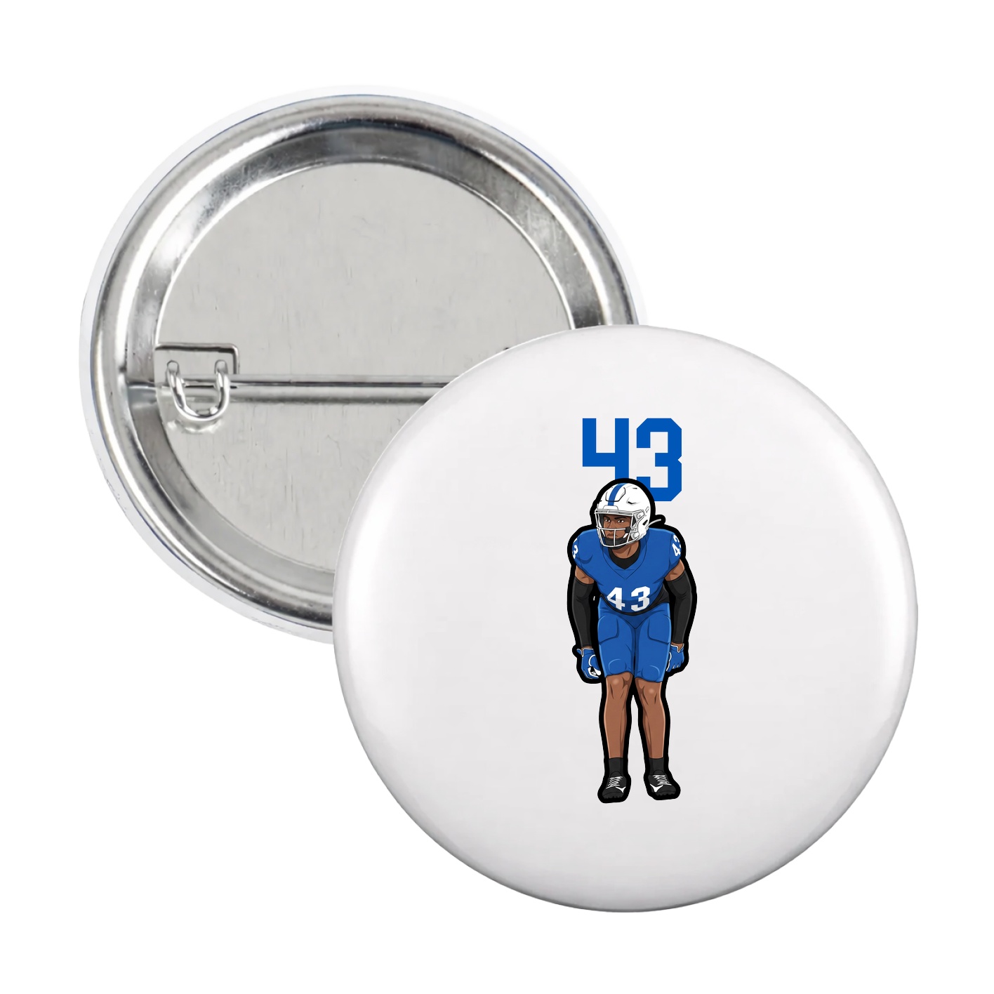 Game Day Button — Number Top in White