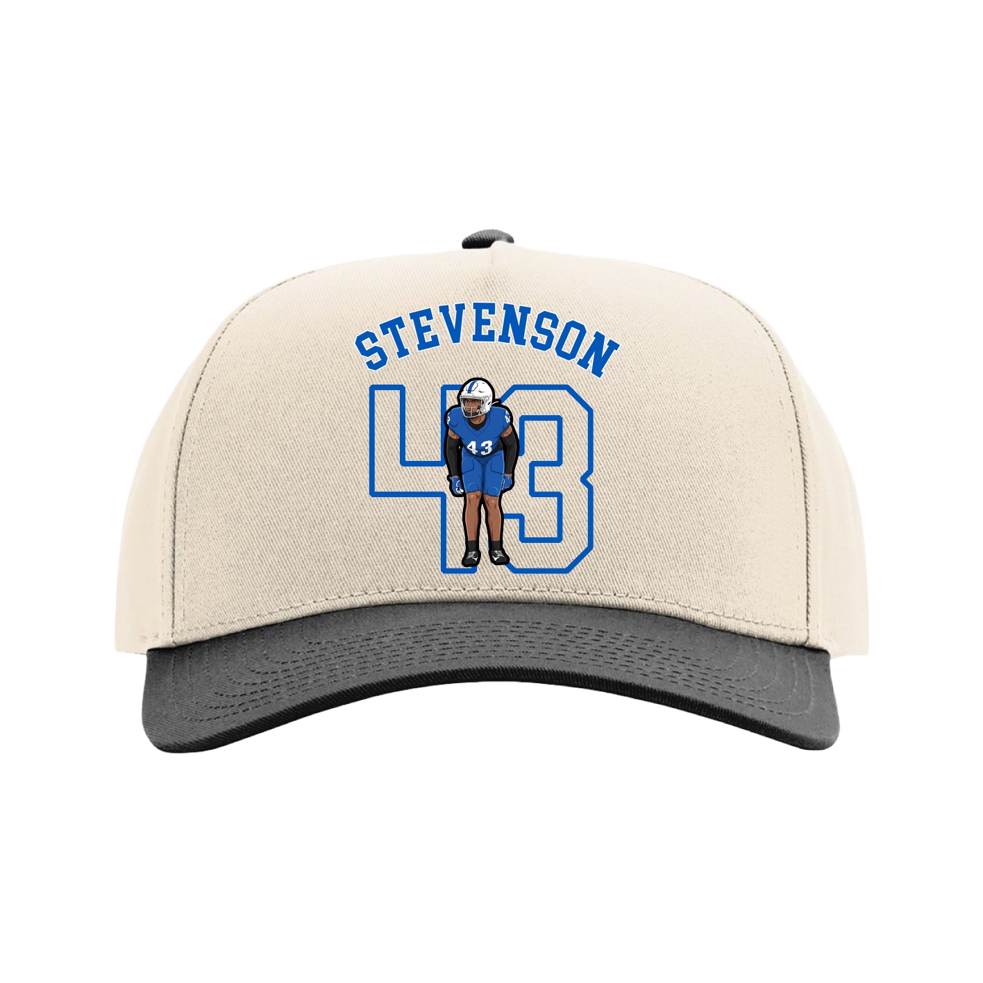 Full Fabric Five-Panel Champ Cap — Shirsey Arch in Cream/Black
