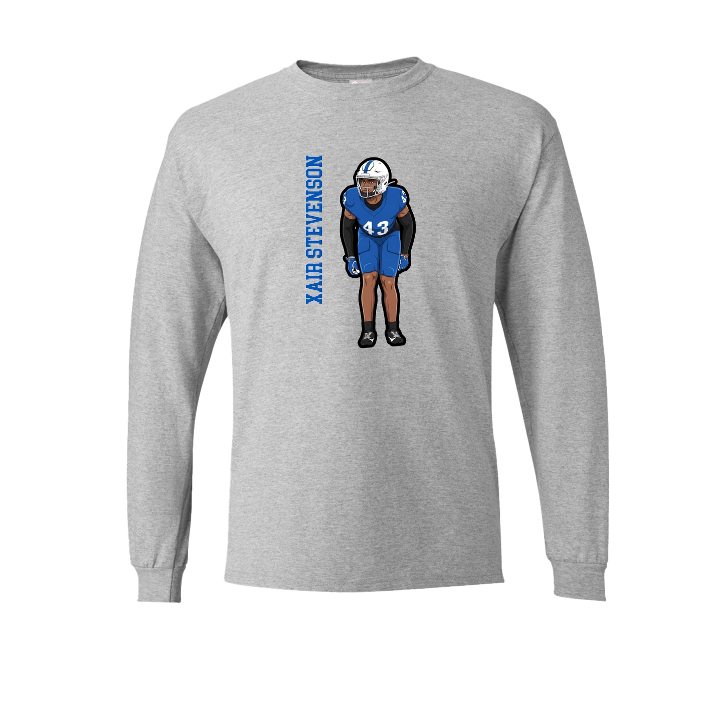 Long Sleeve Tee — Name Vertical in Grey