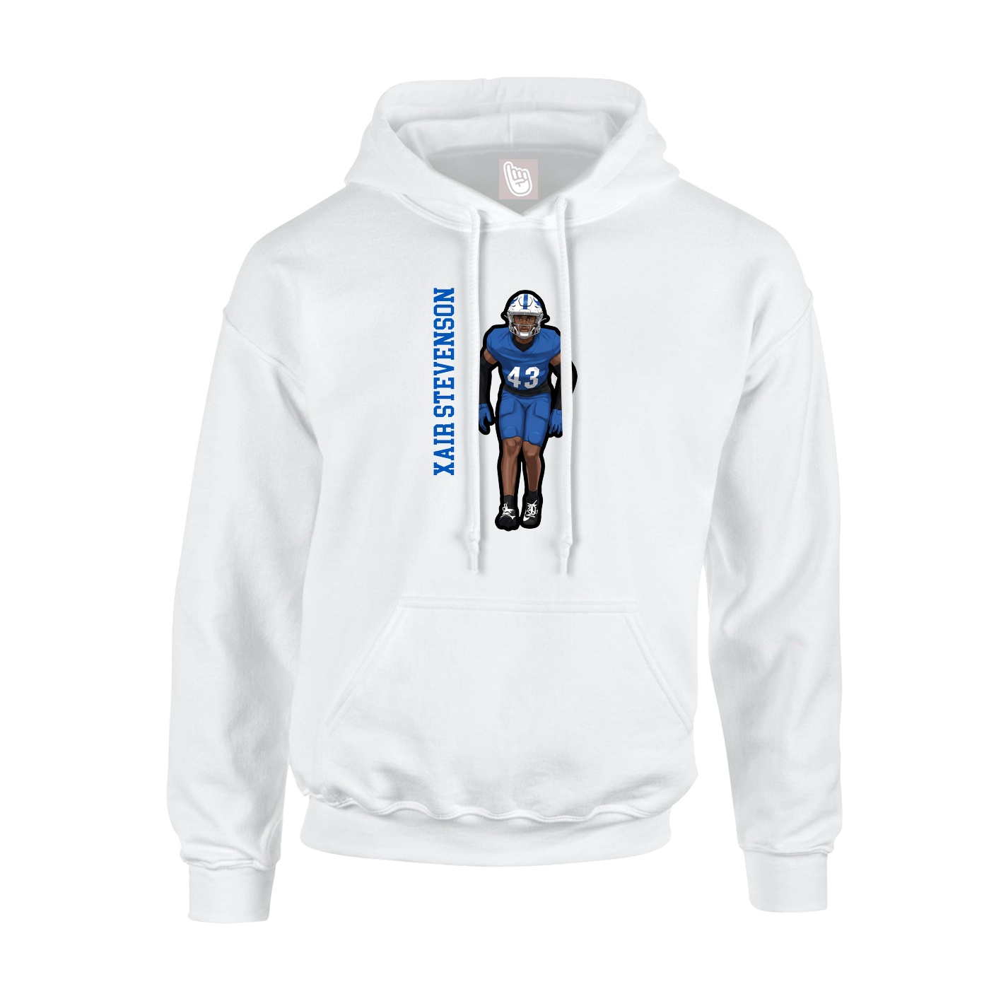 Youth Hoodie — Name Vertical in White