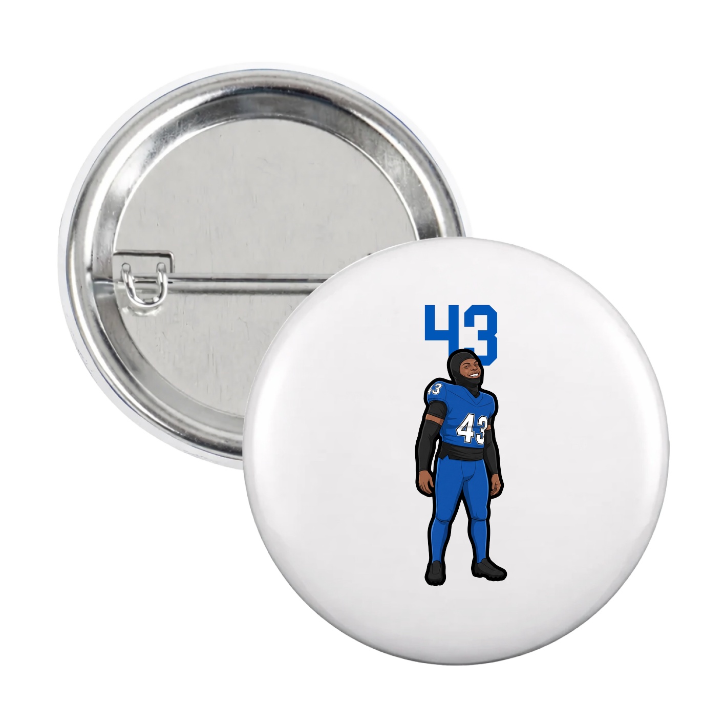 Game Day Button — Number Top in White