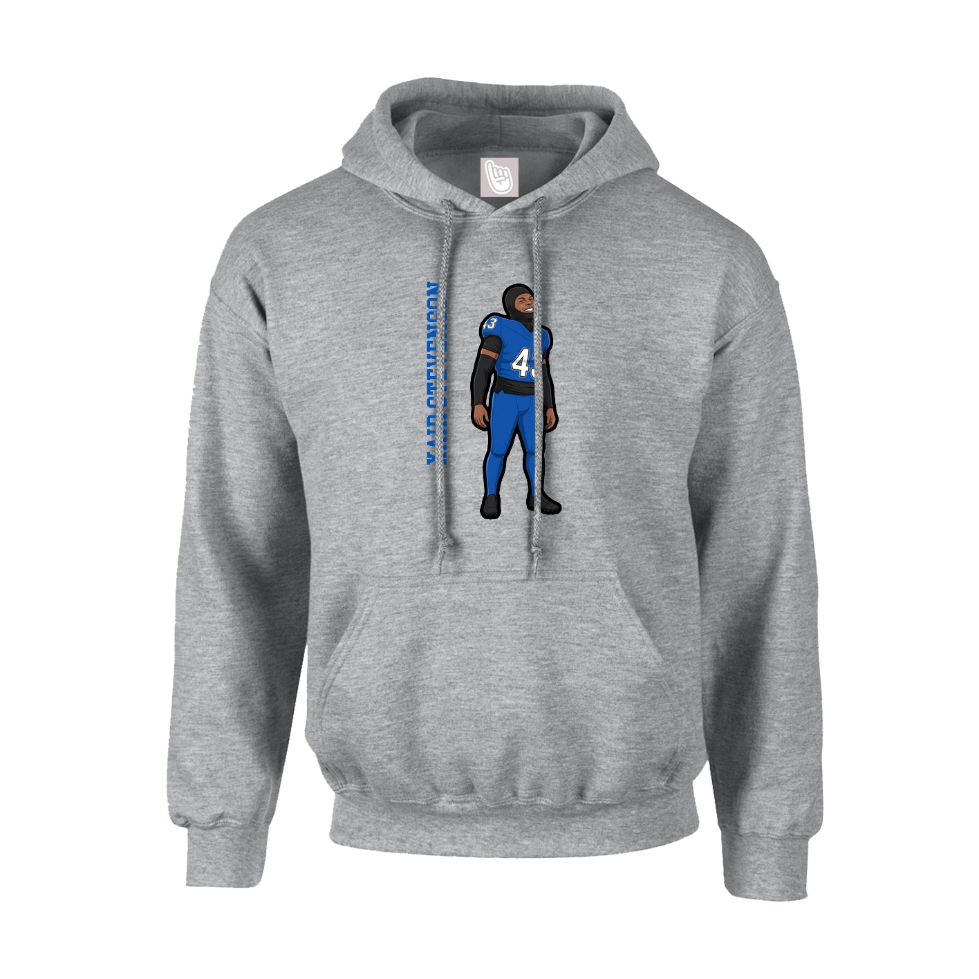 Youth Hoodie — Name Vertical in Grey