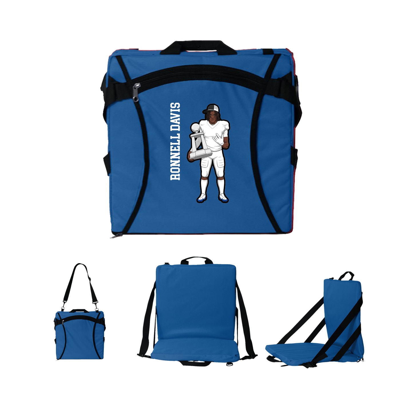 Folding Stadium Seat — Name Vertical in Royal