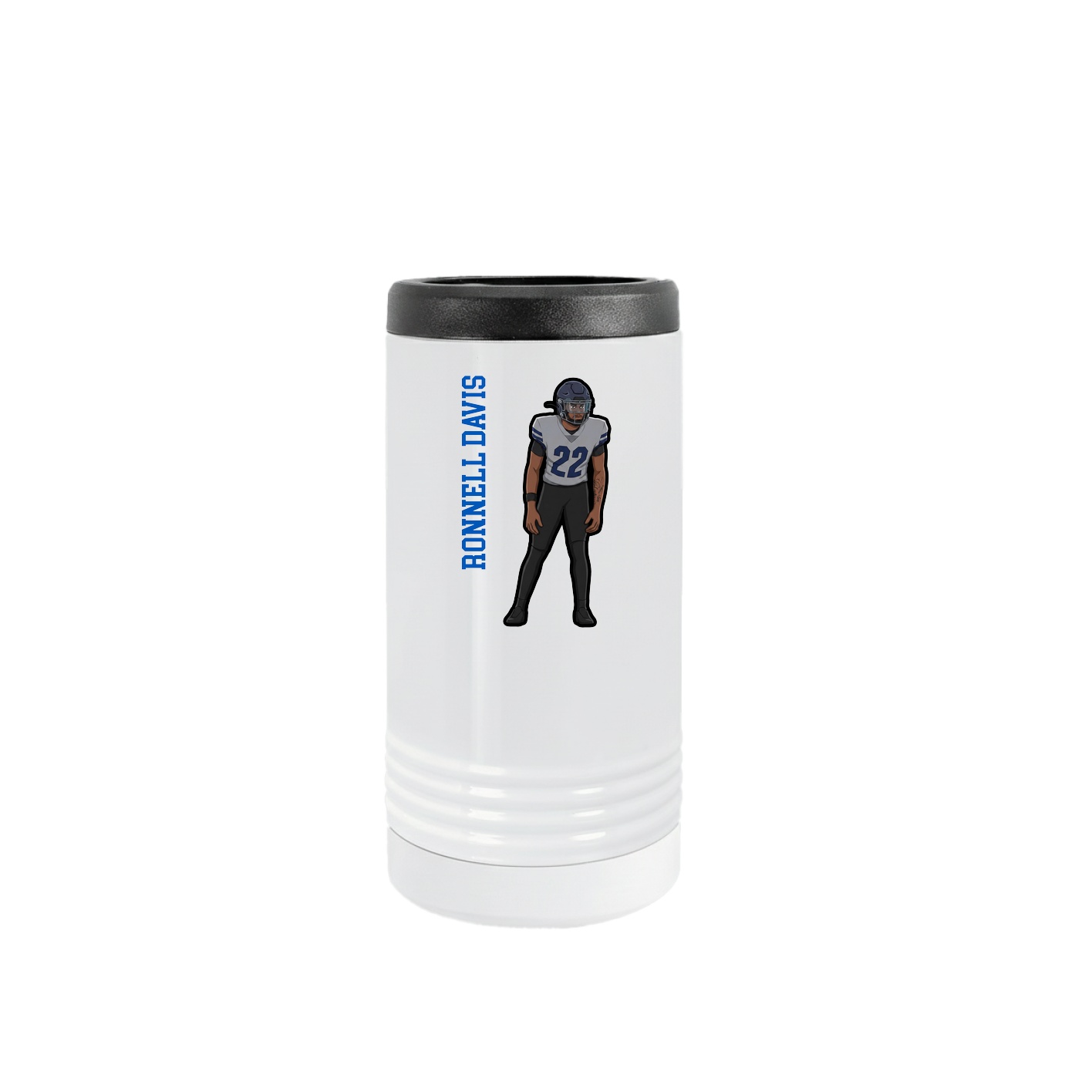 Slim Beverage Holder — Name Vertical in White