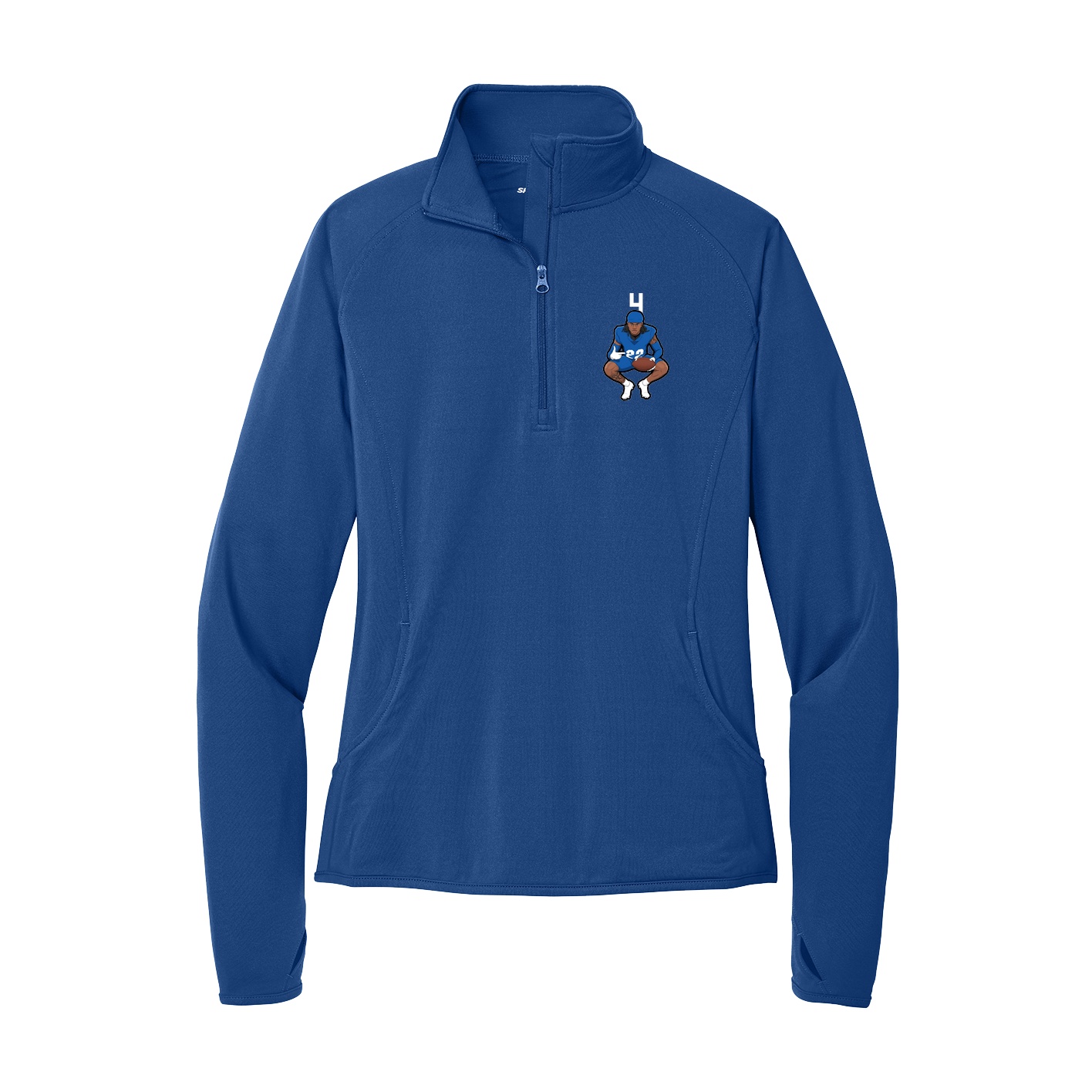Women's Q-Zip Pullover — Number Top in Royal