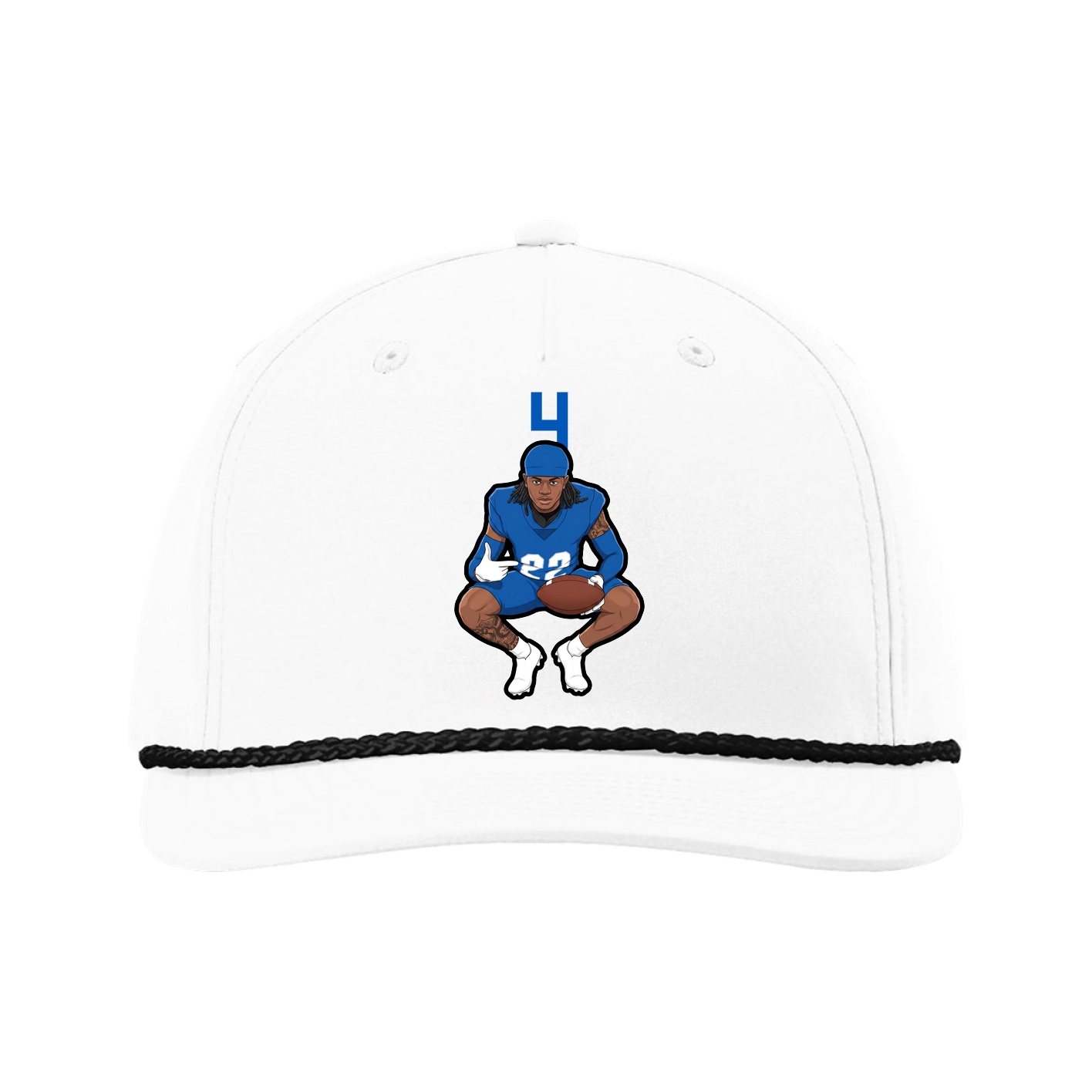 Five-Panel Classic Rope Cap — Number Top in White