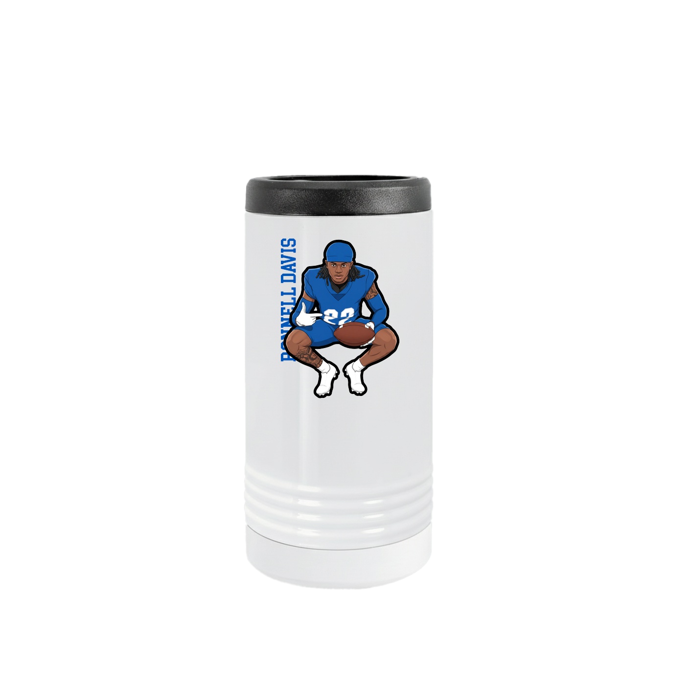 Slim Beverage Holder — Name Vertical in White
