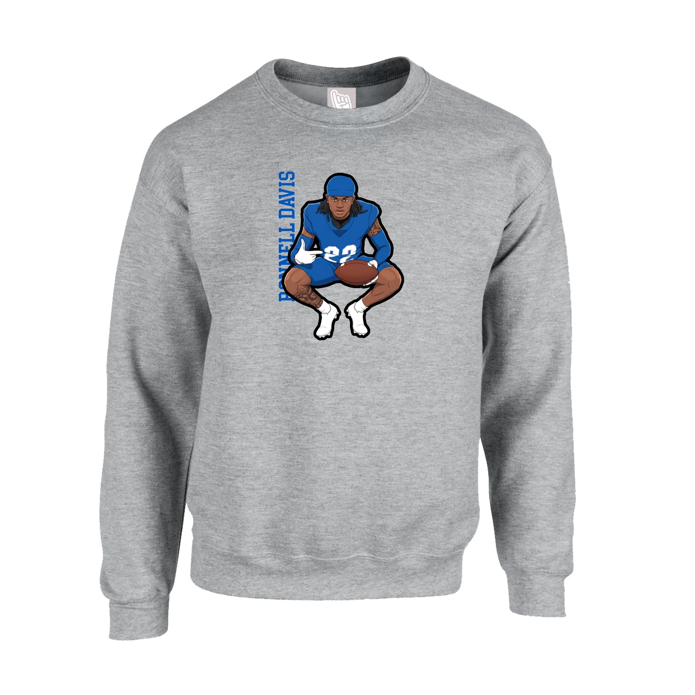 Fleece Crew — Name Vertical in Grey