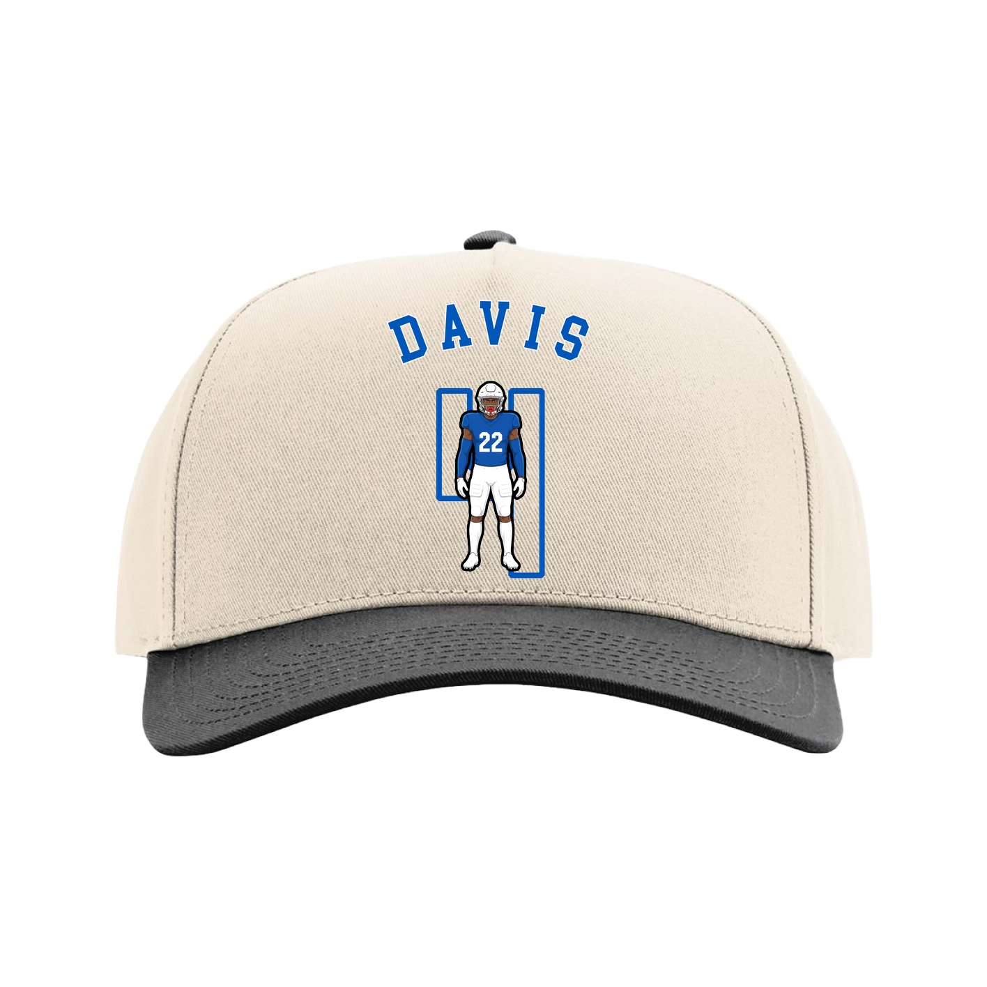 Full Fabric Five-Panel Champ Cap — Shirsey Arch in Cream/Black