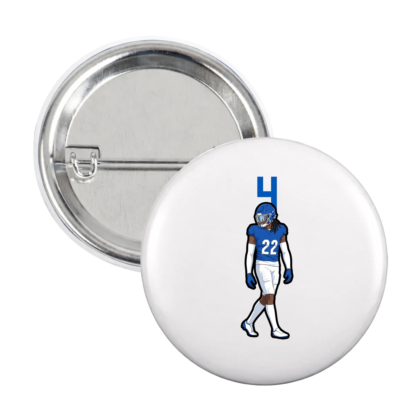 Game Day Button — Number Top in White