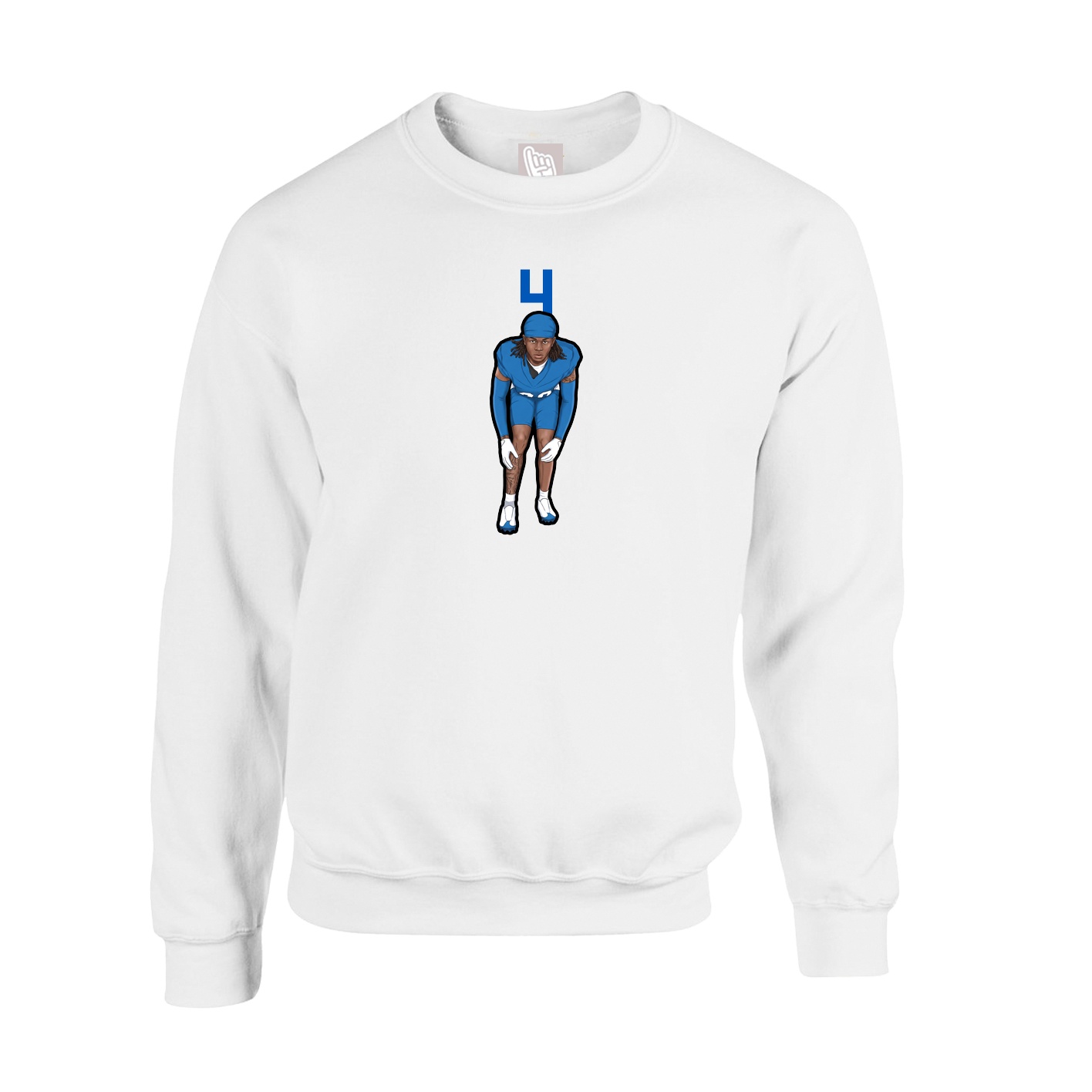 Fleece Crew — Number Top in White