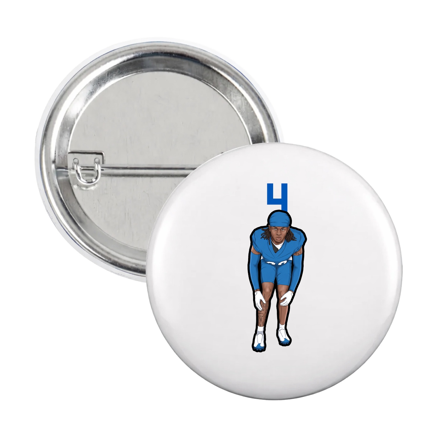 Game Day Button — Number Top in White