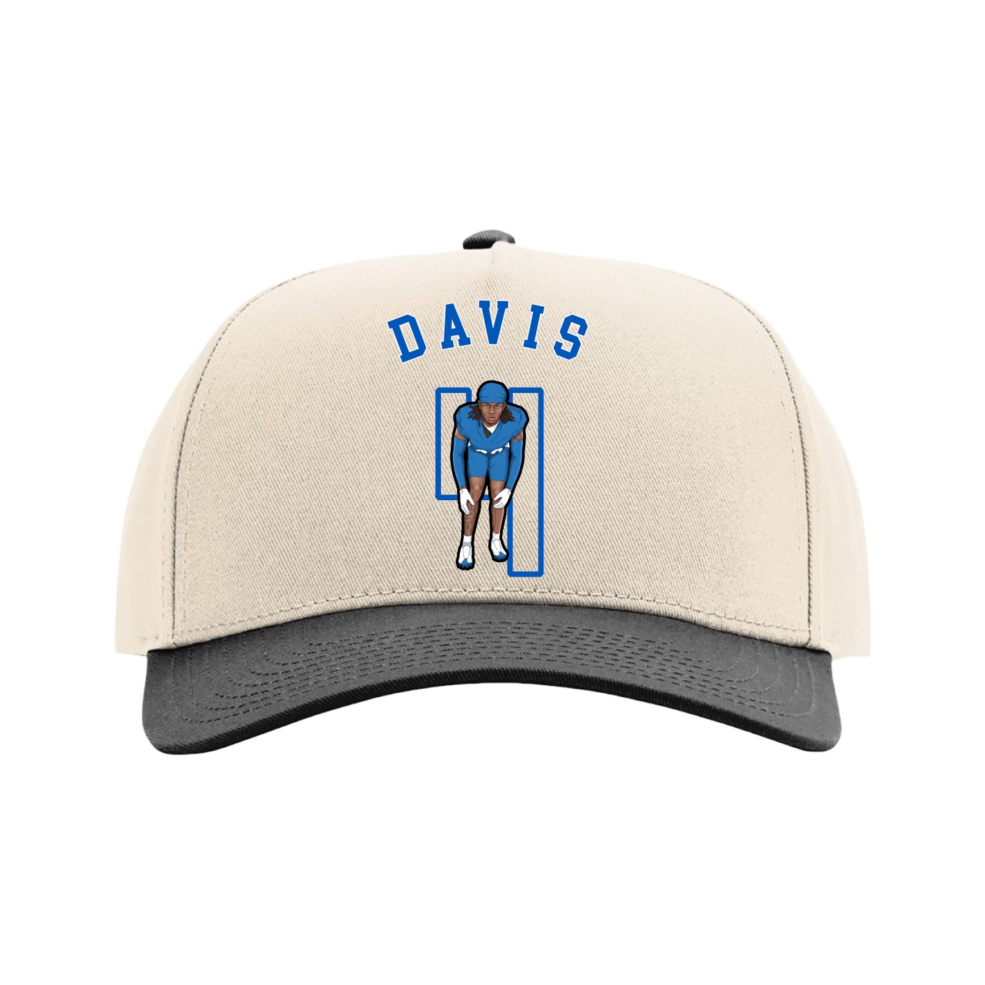 Full Fabric Five-Panel Champ Cap — Shirsey Arch in Cream/Black