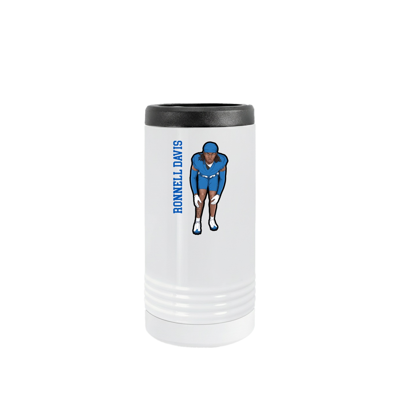 Slim Beverage Holder — Name Vertical in White