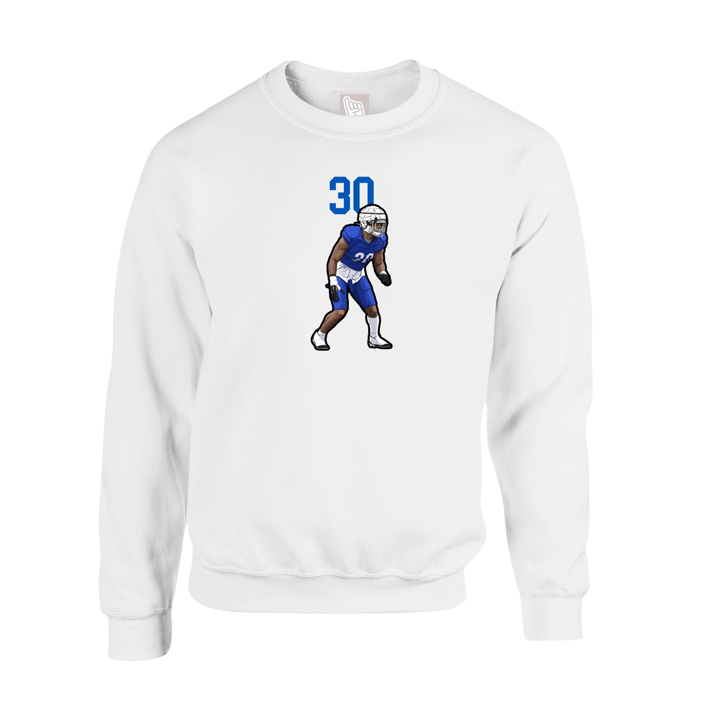 Fleece Crew — Number Top in White