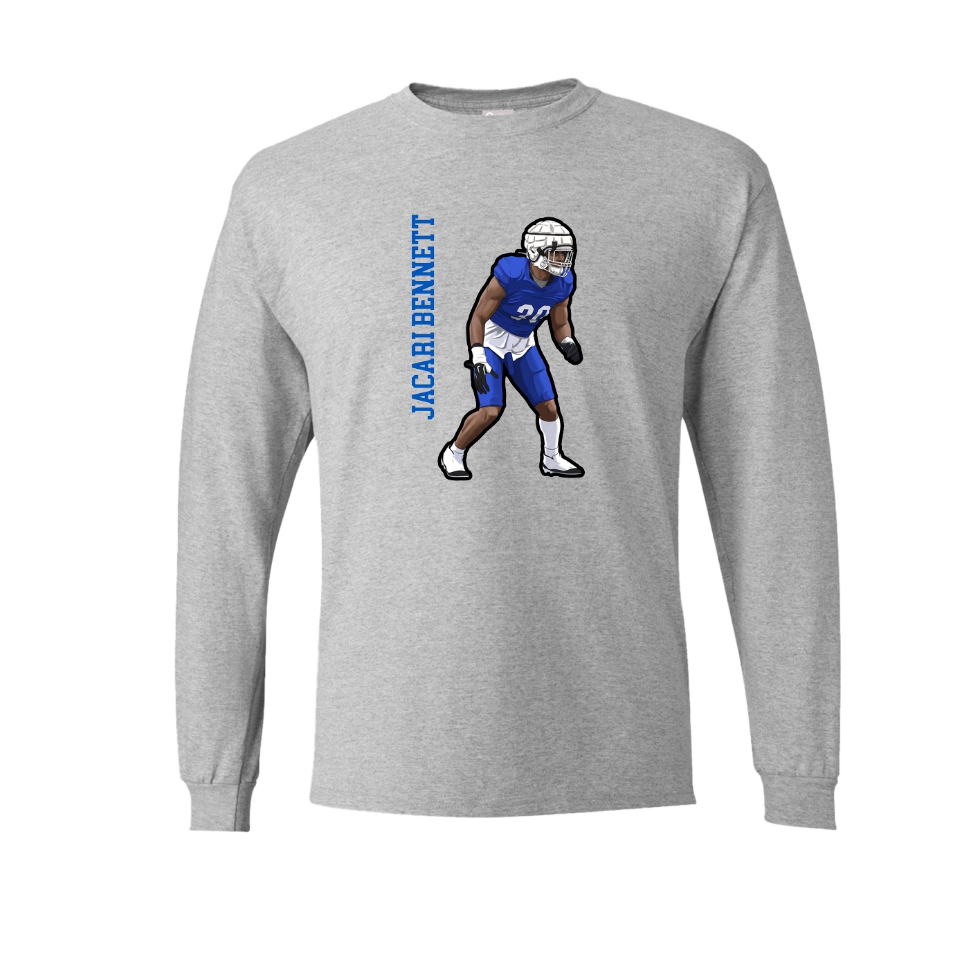 Long Sleeve Tee — Name Vertical in Grey