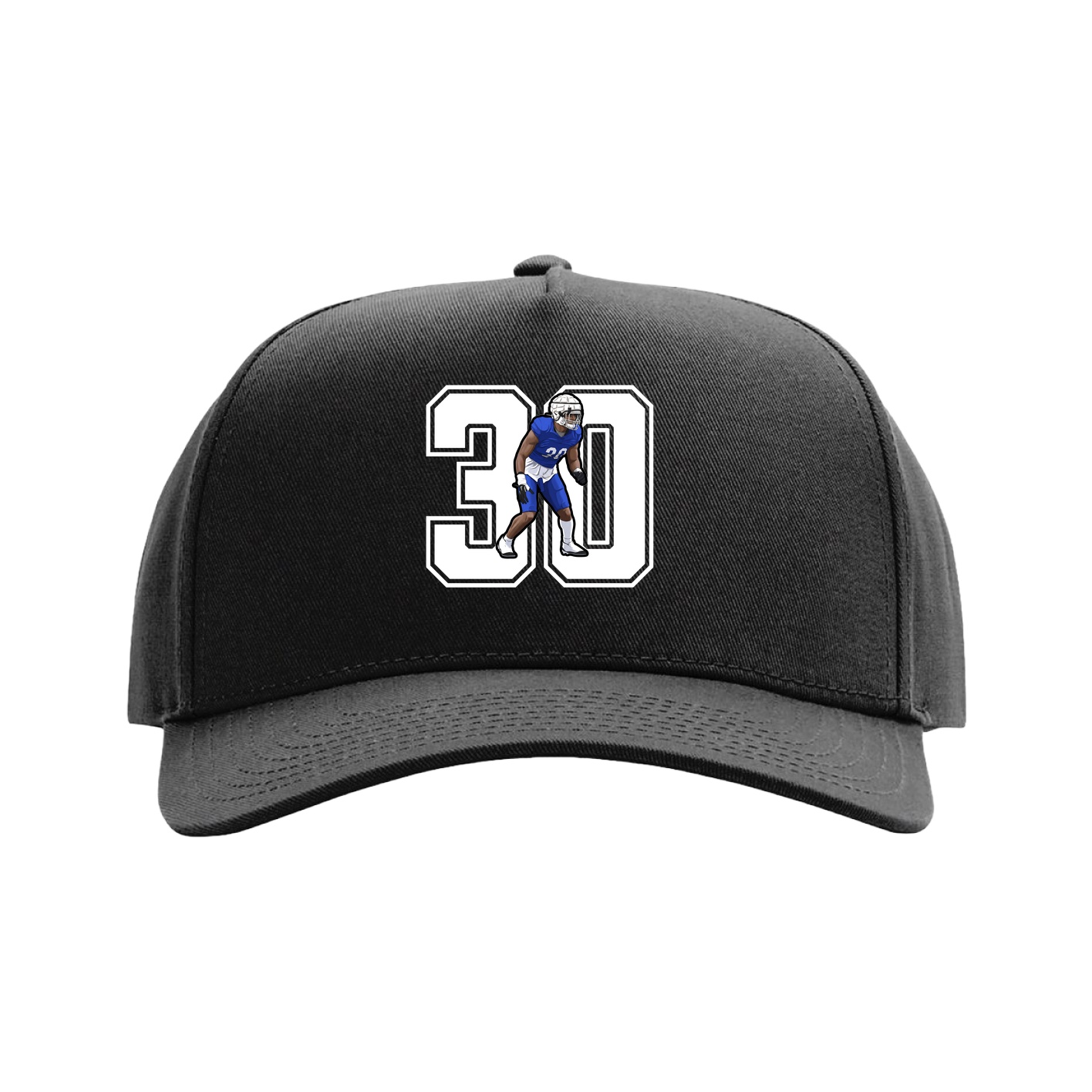 Full Fabric Five-Panel Champ Cap — Number in Black