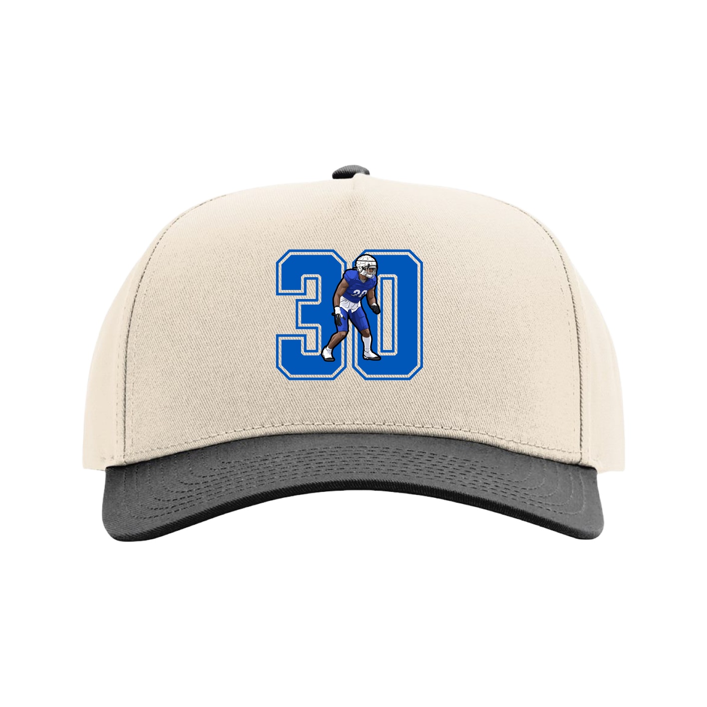 Full Fabric Five-Panel Champ Cap — Number in Cream/Black