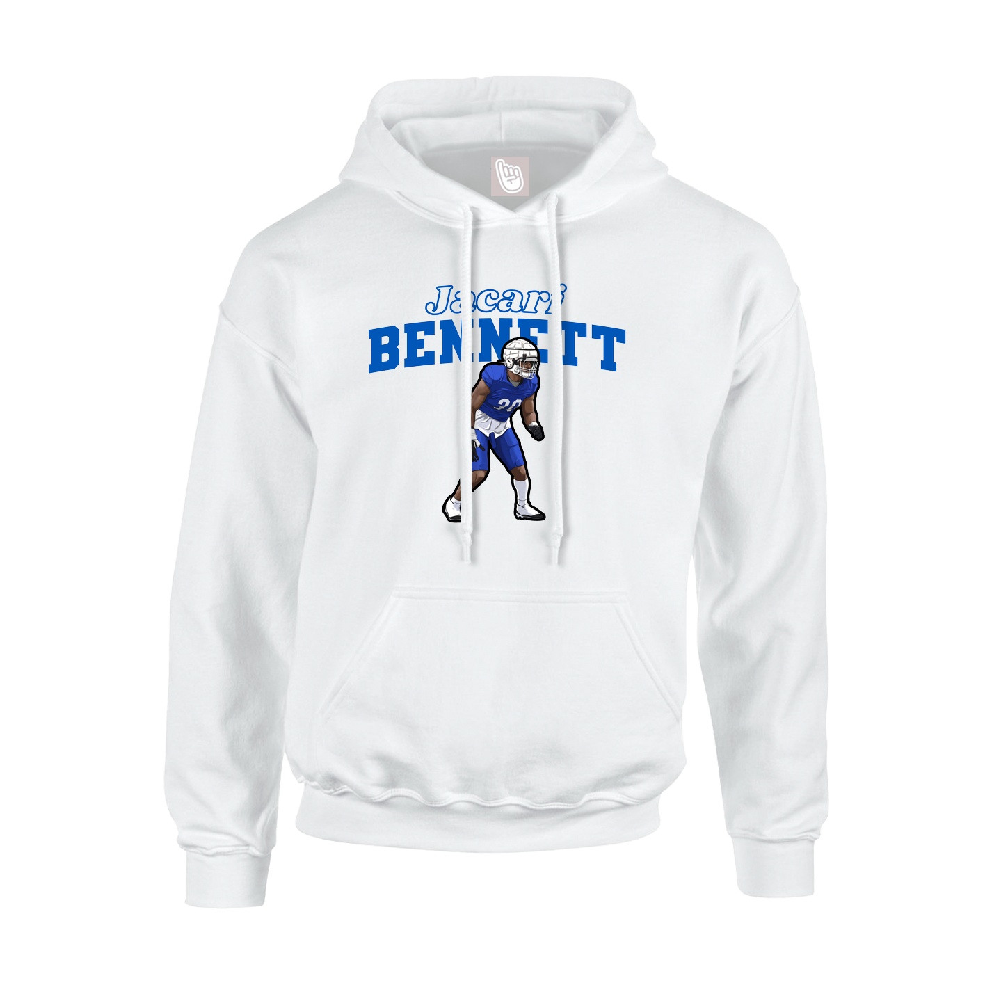 Youth Hoodie — Name Arch in White