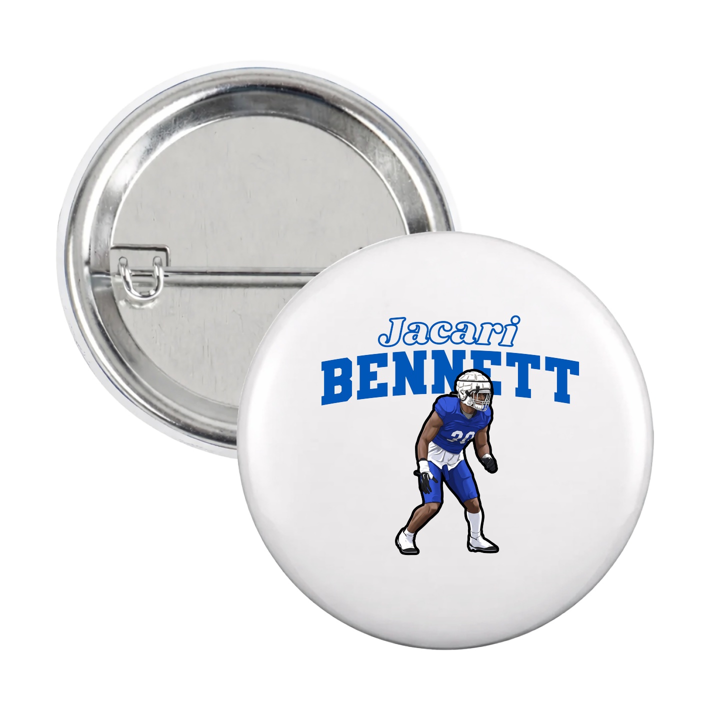 Game Day Button — Name Arch in White