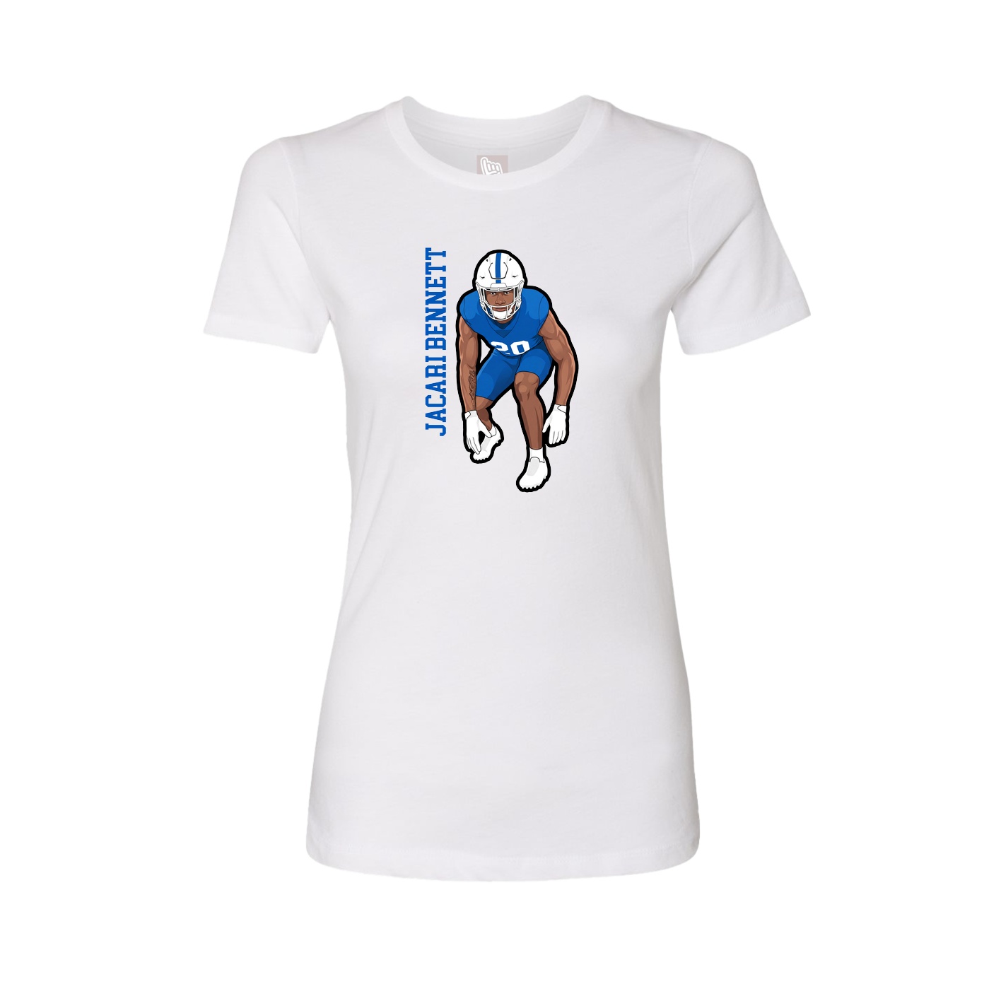 Fitted Women's Tee — Name Vertical in White
