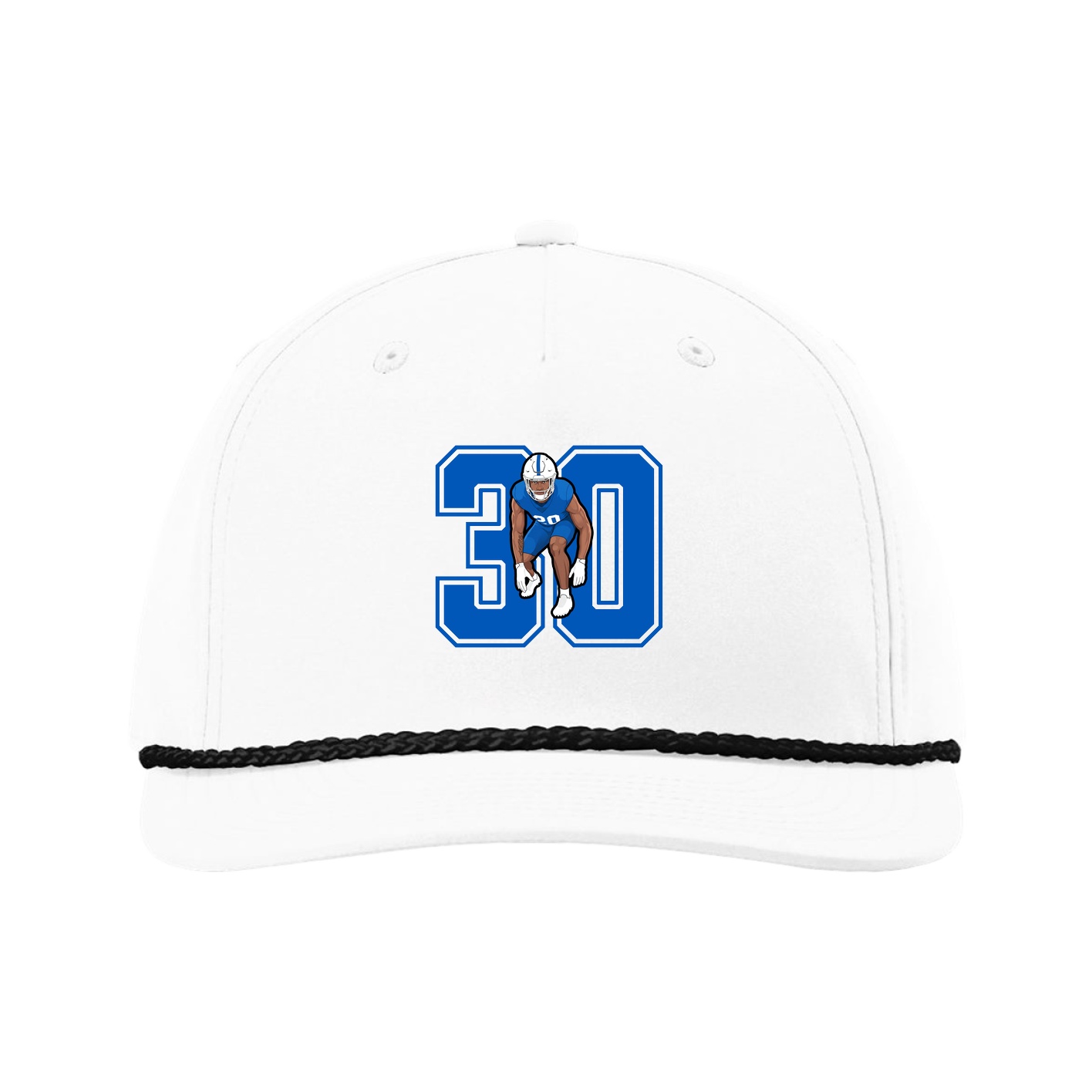 Five-Panel Classic Rope Cap — Number in White