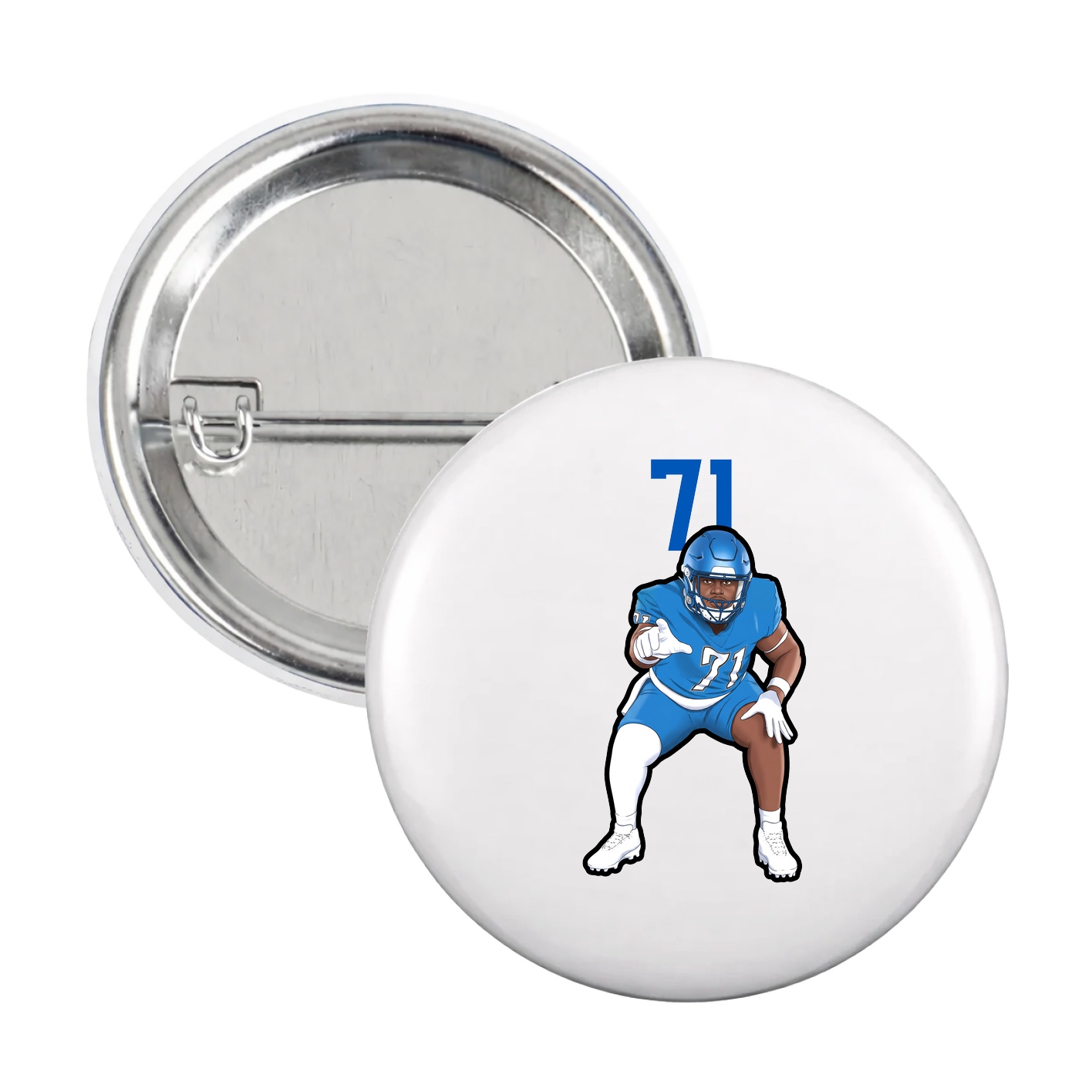 Game Day Button — Number Top in White