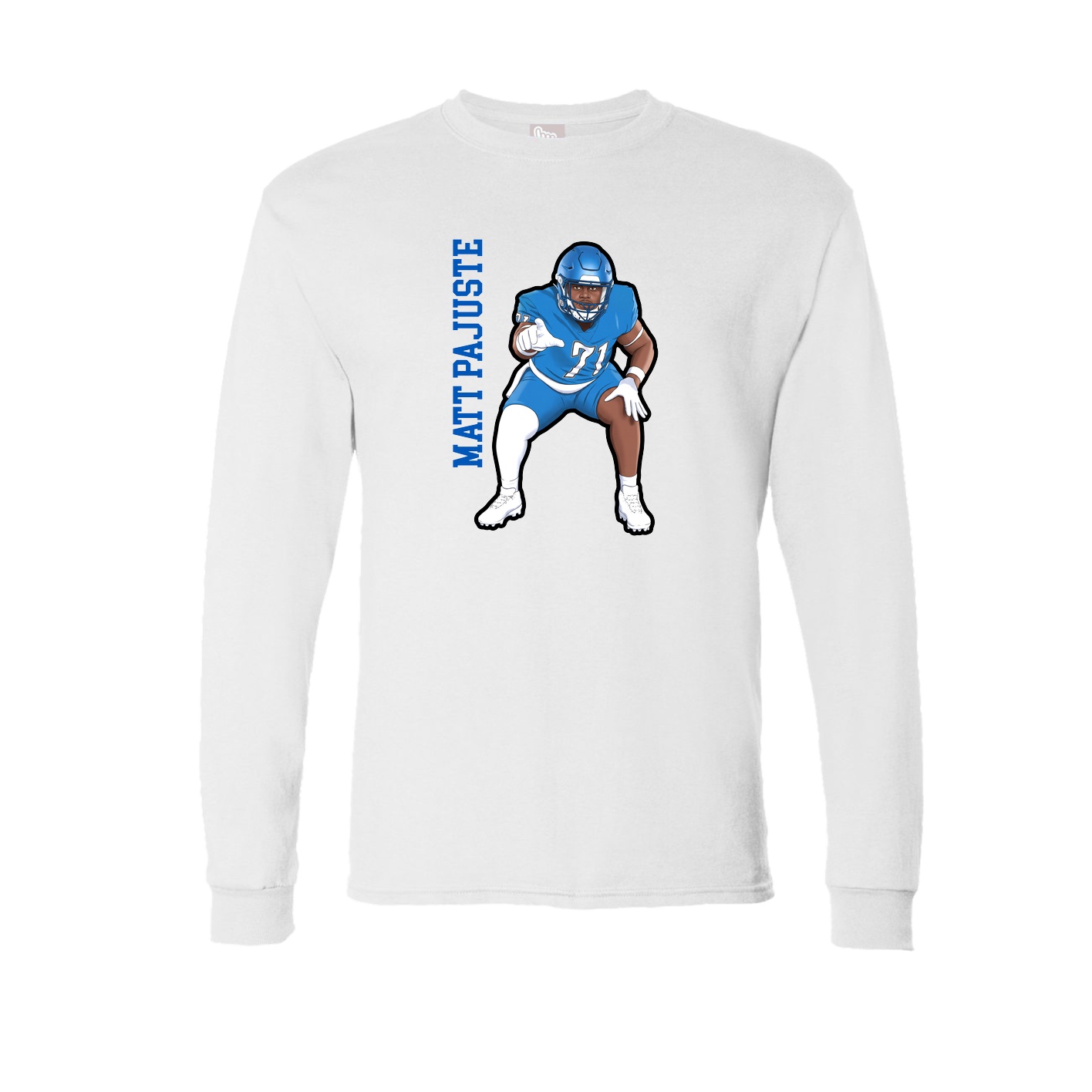 Long Sleeve Tee — Name Vertical in White