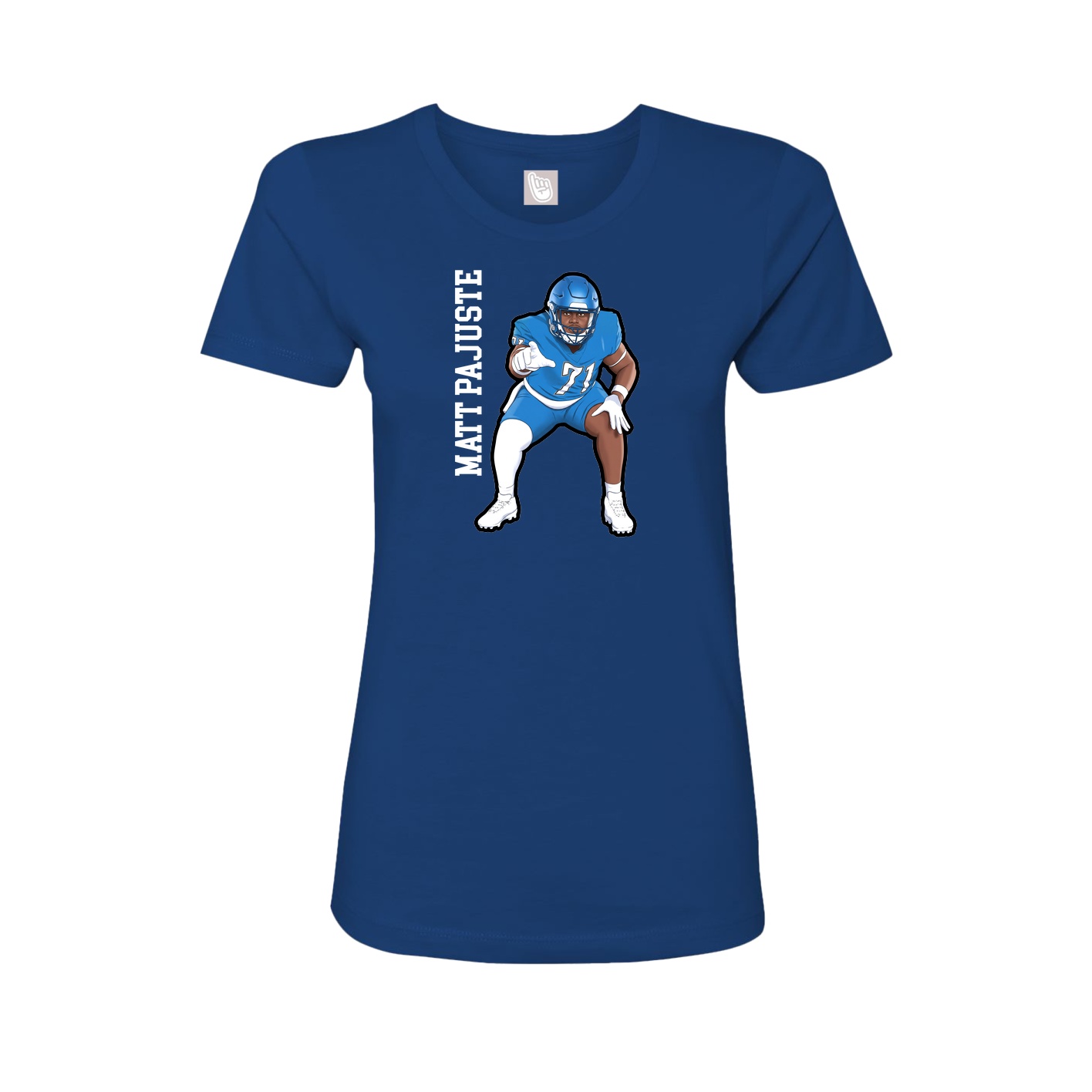 Fitted Women's Tee — Name Vertical in Royal