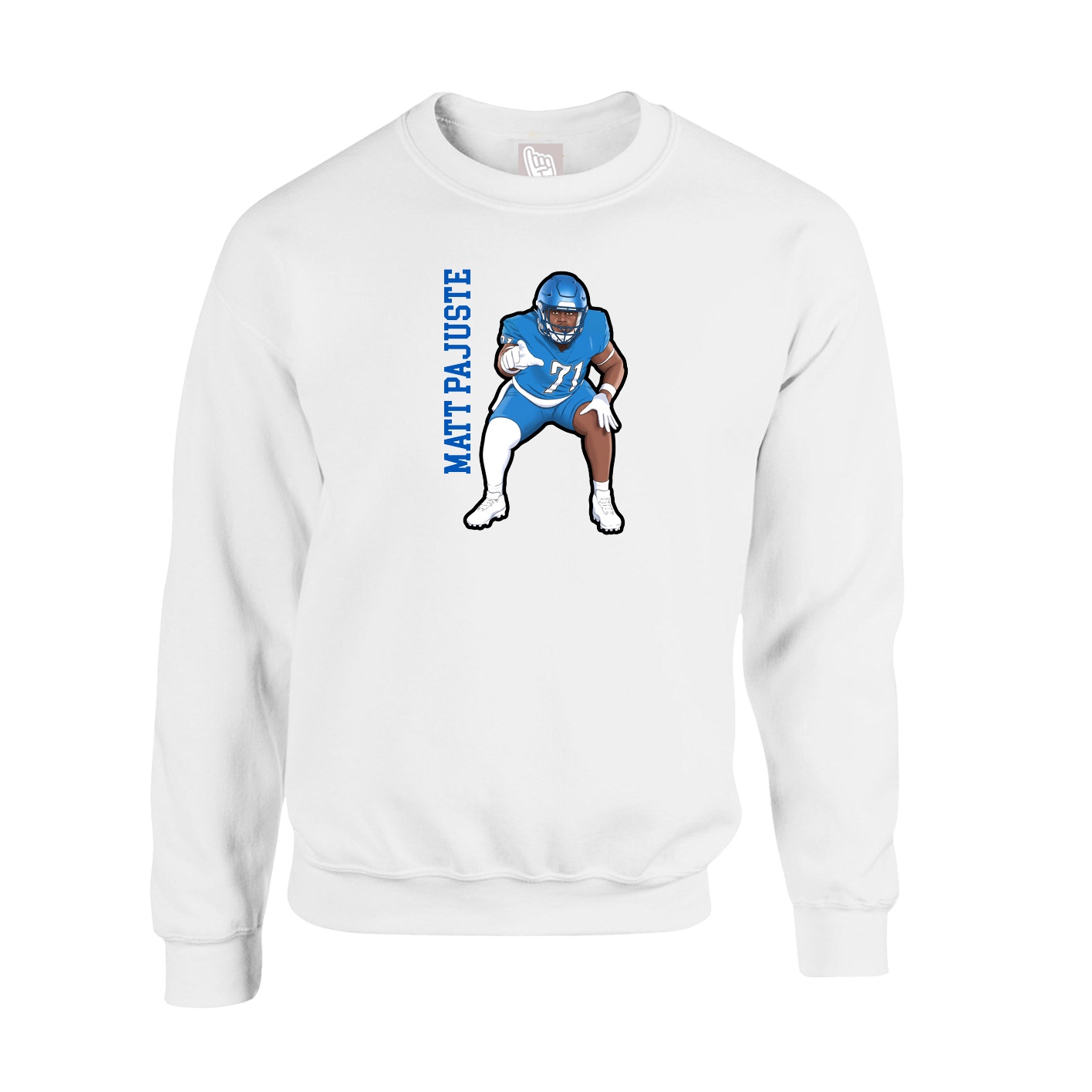 Fleece Crew — Name Vertical in White