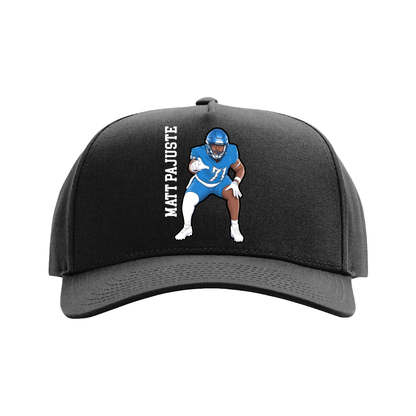 Full Fabric Five-Panel Champ Cap — Name Vertical in Black