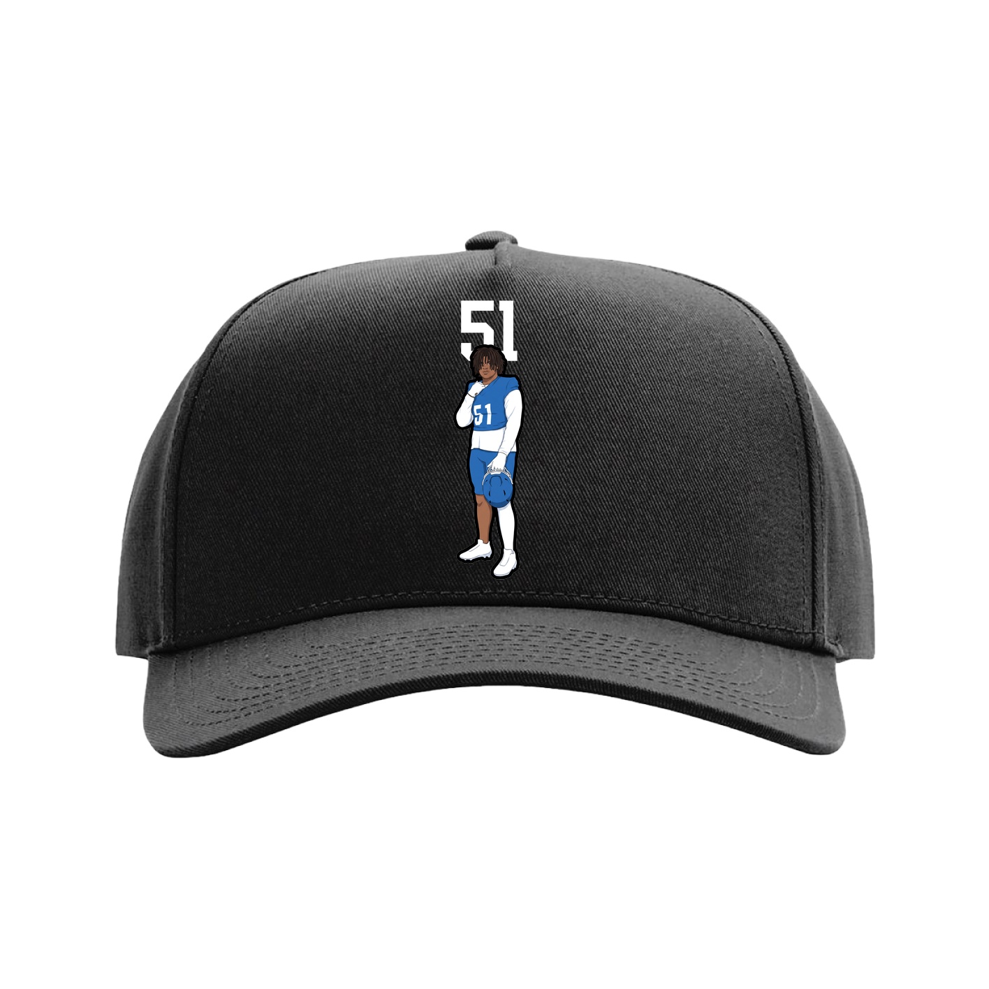Full Fabric Five-Panel Champ Cap — Number Top in Black