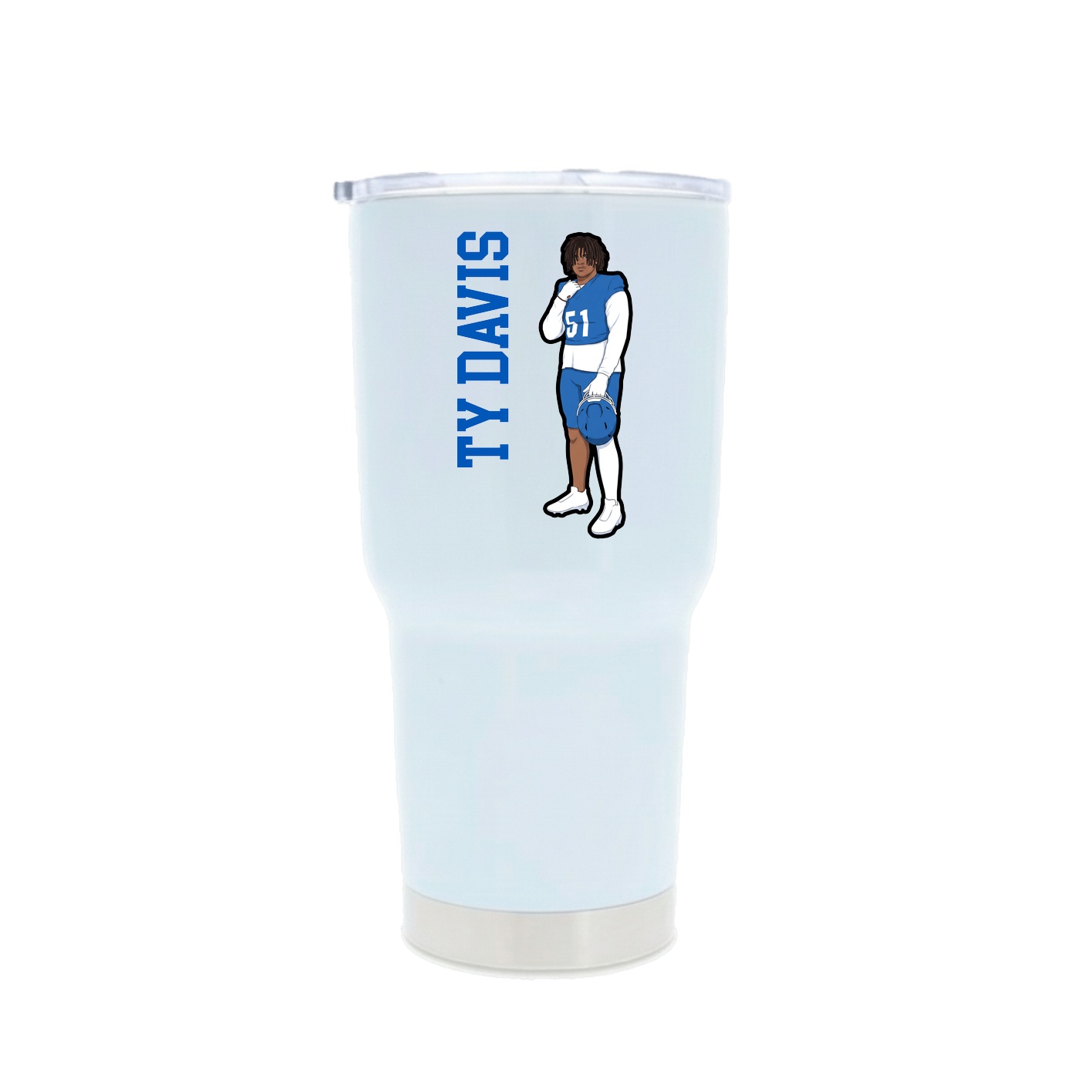30oz Stainless Steel Tumbler — Name Vertical in White