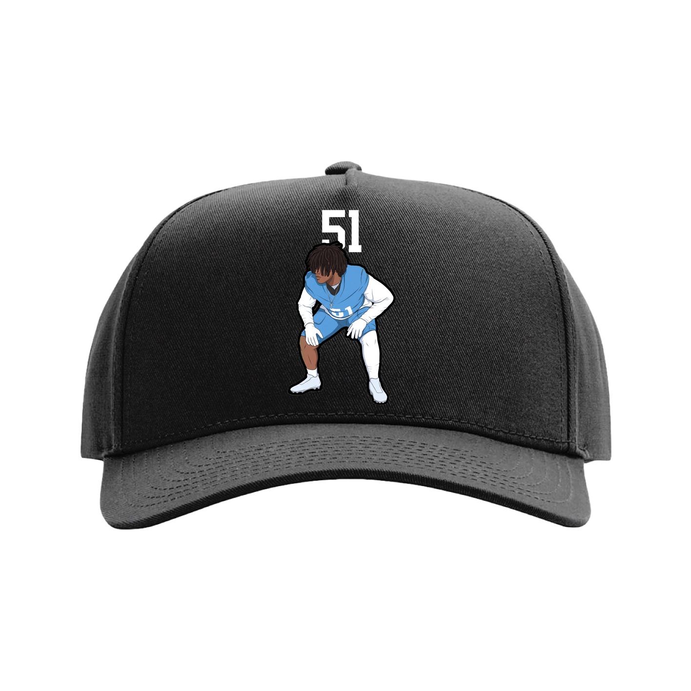 Full Fabric Five-Panel Champ Cap — Number Top in Black